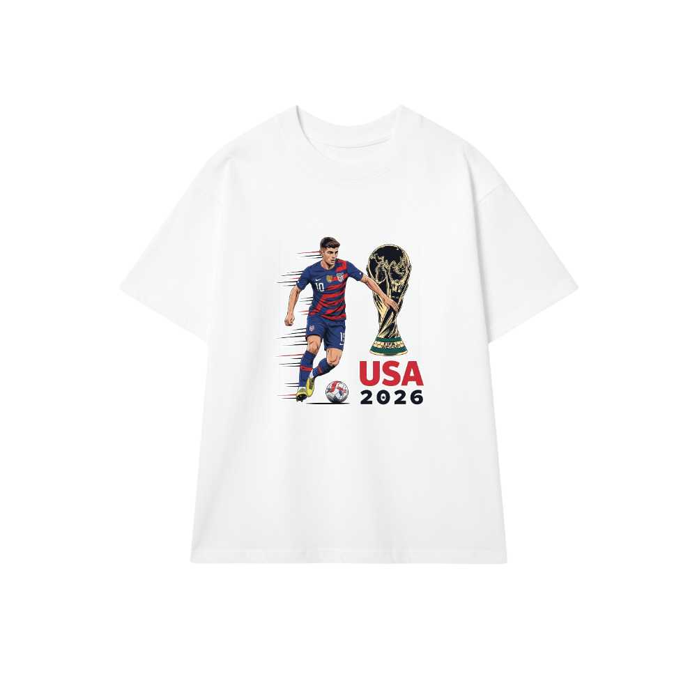 Áo Thun Nam Nữ Christian Pulisic Đội Tuyển Mỹ World Cup 2026 - Áo Phông Trắng Cotton Co Giãn Form Rộng Unisex Trendy 220526-17-13-FHJ