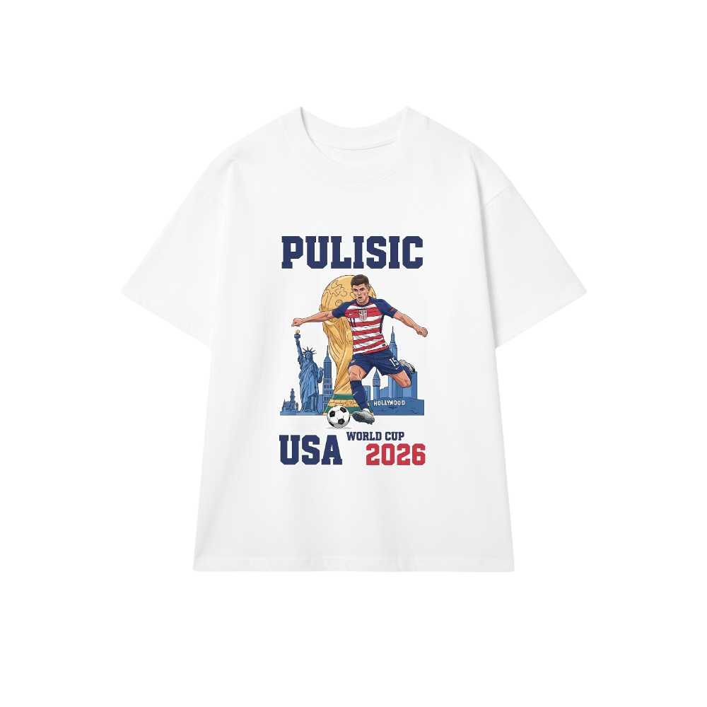 Áo Thun Unisex Form Rộng Christian Pulisic USA World Cup 2026 - Áo Phông Trắng Cotton 100% Co Giãn Cao Cấp Design 220526-17-13-VLC