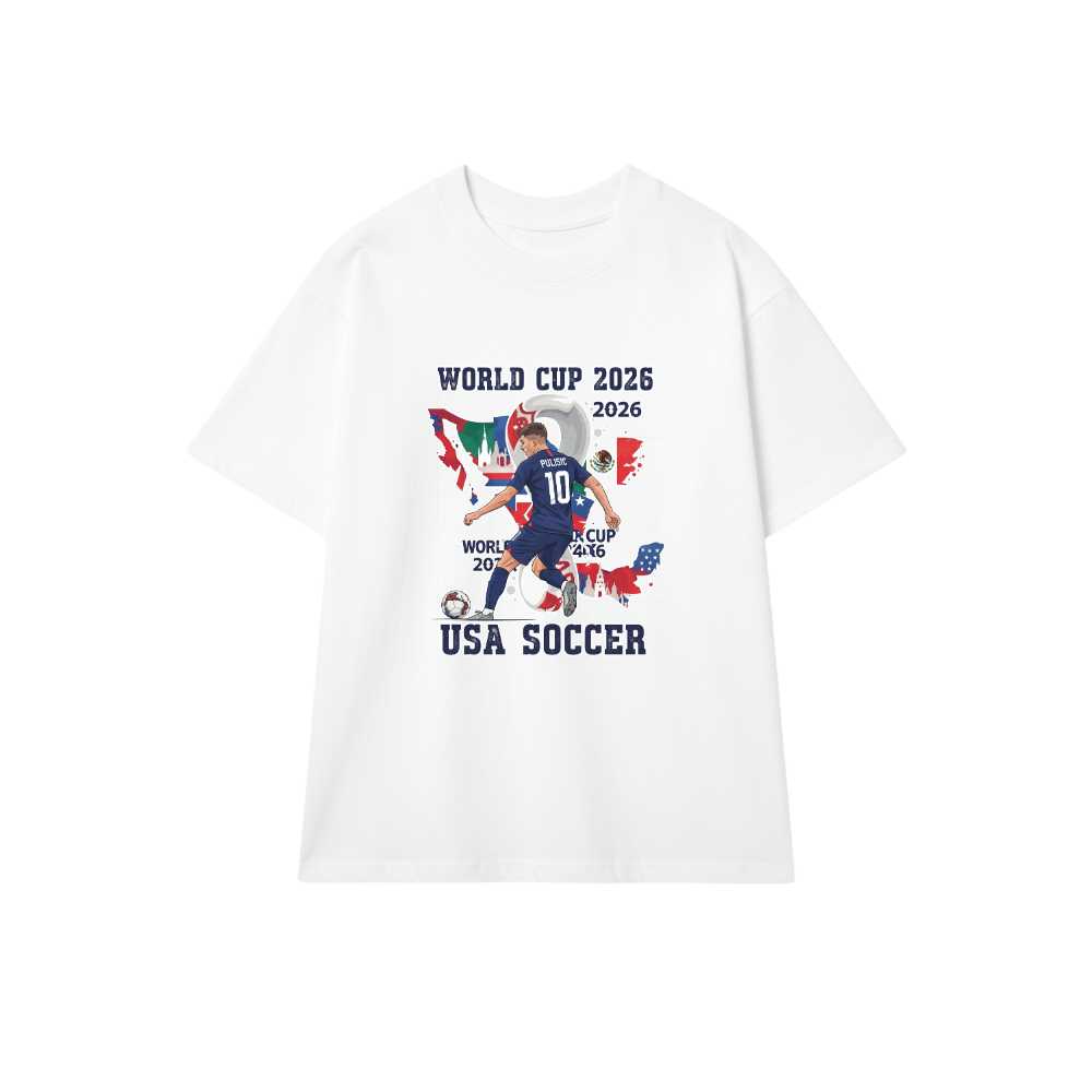 Áo Thun Unisex Form Rộng Cotton Christian Pulisic World Cup 2026 - Đội Tuyển Mỹ Slogan Design Cực Chất - 220526-17-13-WTX