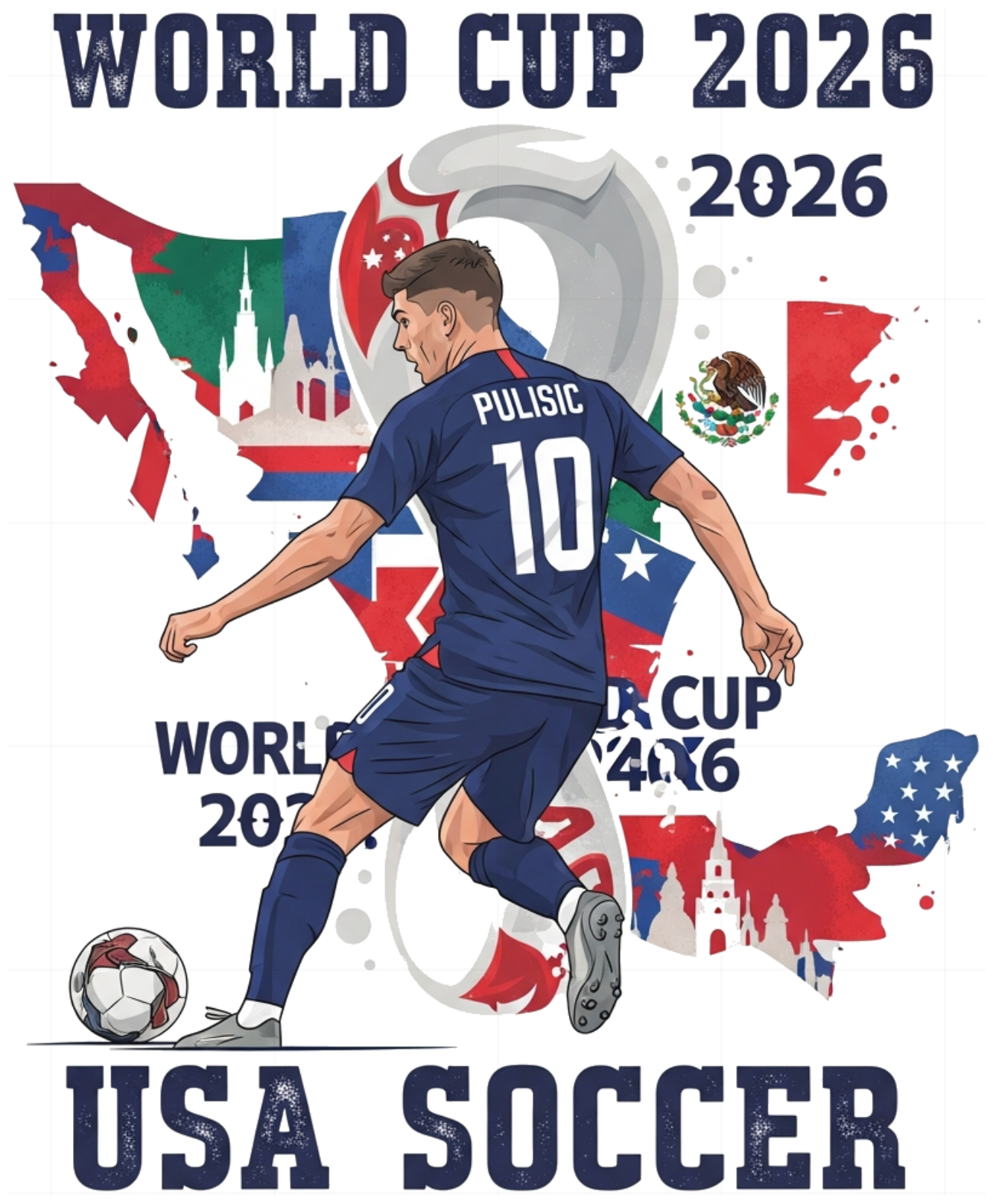 Áo Thun Unisex Form Rộng Cotton Christian Pulisic World Cup 2026 - Đội Tuyển Mỹ Slogan Design Cực Chất - 220526-17-13-WTX