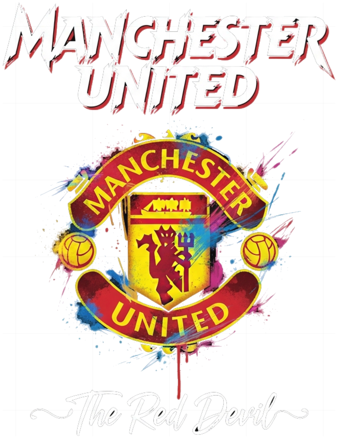 Áo Thun Manchester United Đen Unisex Form Rộng - Áo Phông MU The Red Devils Wild Art Graphic Typo Streetwear Cực Chất - 220526-17-25-MZN