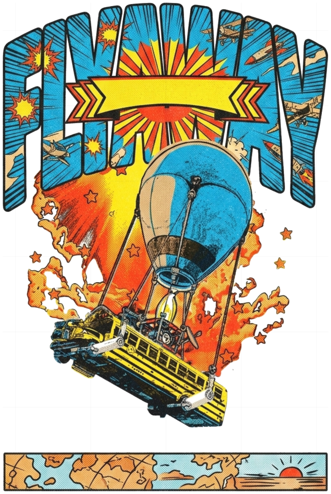 Áo Thun Đen Vintage Pop Art Skybound Journey Cotton Unisex - 220626-15-19-VKU