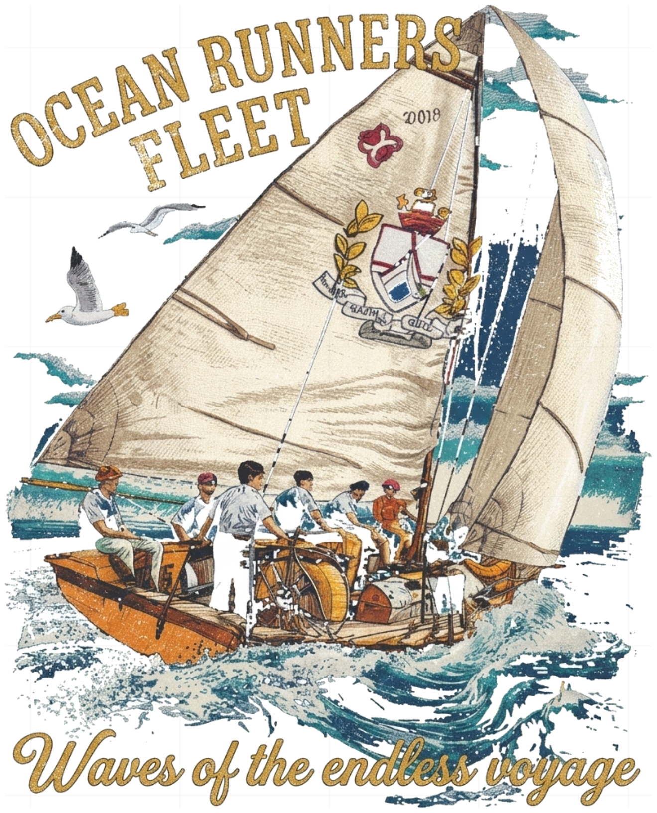 Áo Thun Unisex Vintage Ocean Runners Form Rộng Cotton Co Giãn Cực Chất - 220626-15-23-OZI