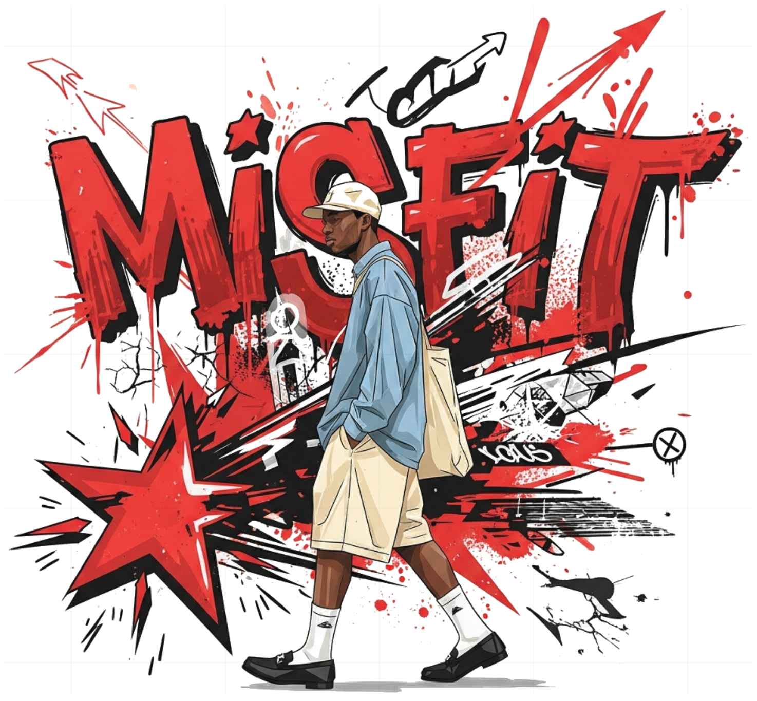 Áo Thun Streetwear MISFIT Graffiti Unisex Form Rộng Cotton - 220626-15-40-BAH
