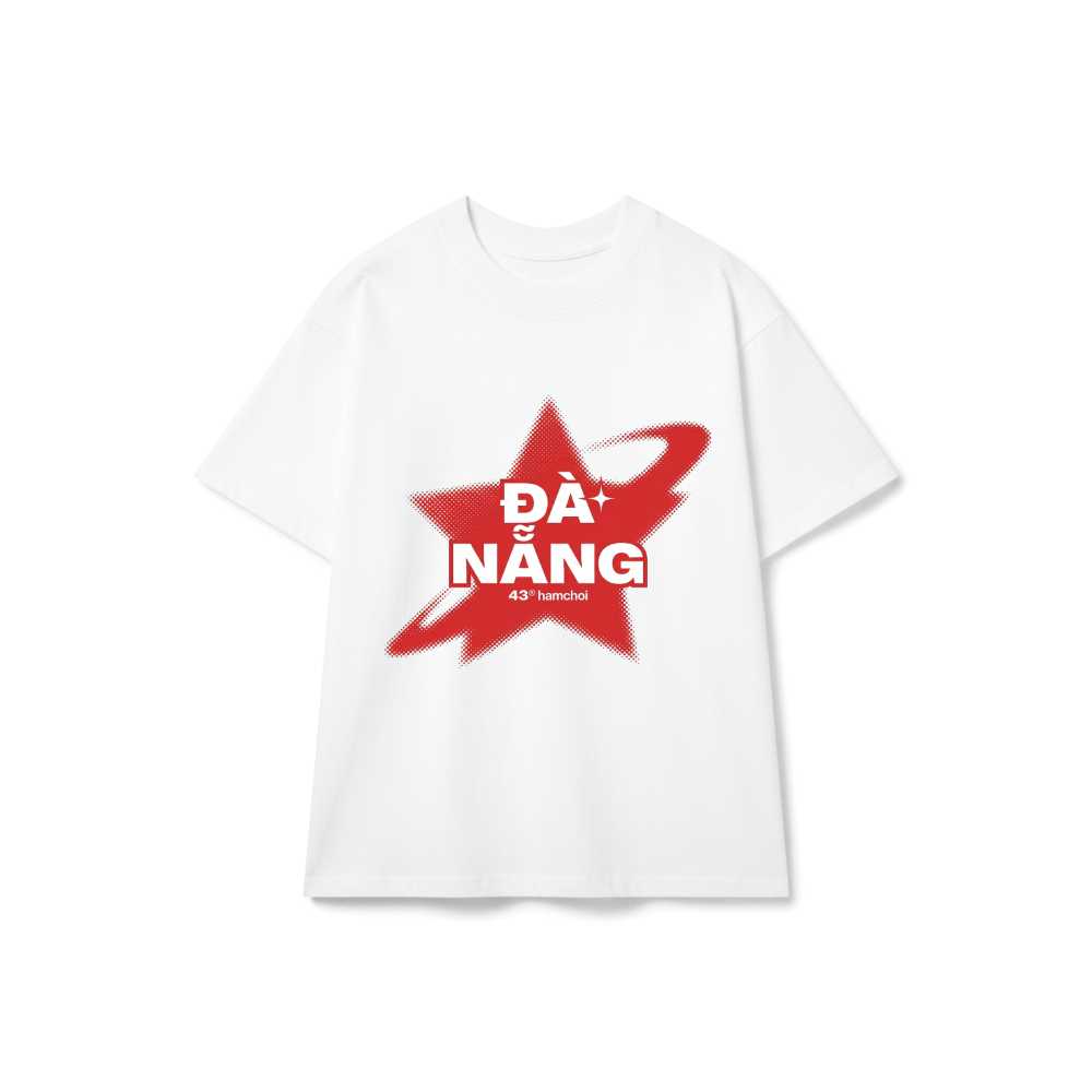 Áo thun tay lỡ unisex VNXK HAMCHOI Trắng form rộng oversize Da Nang Y2K Star Tee - 220726-14-46-UXI