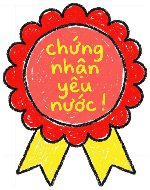 Áo thun in hình VNXK HAMCHOI Trắng cotton form rộng Patriot Badge Crayon Tee - 230726-11-34-QTD