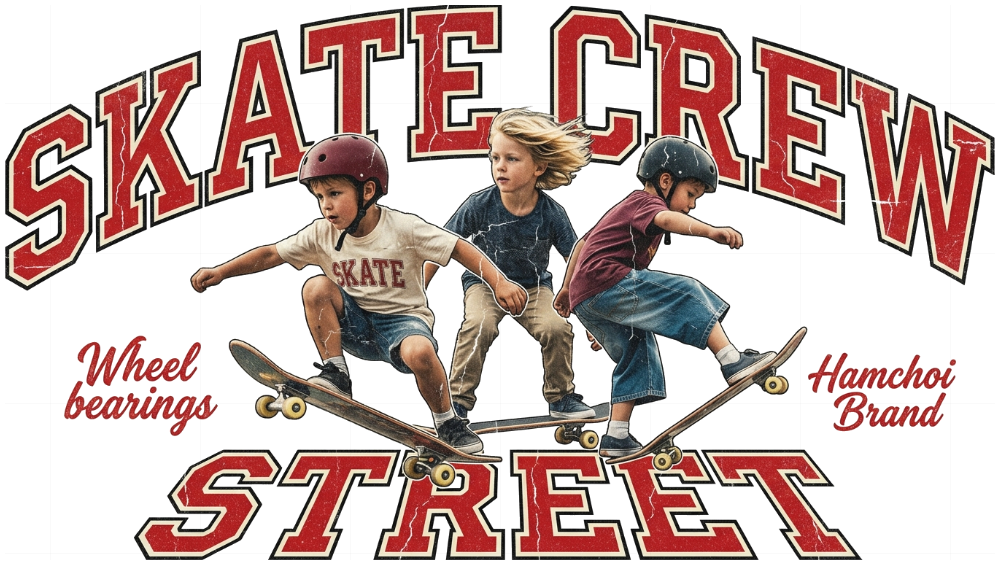 Áo thun tay dài unisex VNXK HAMCHOI Trắng form rộng Retro Skate Crew Long sleeves - 230926-10-14-JEF