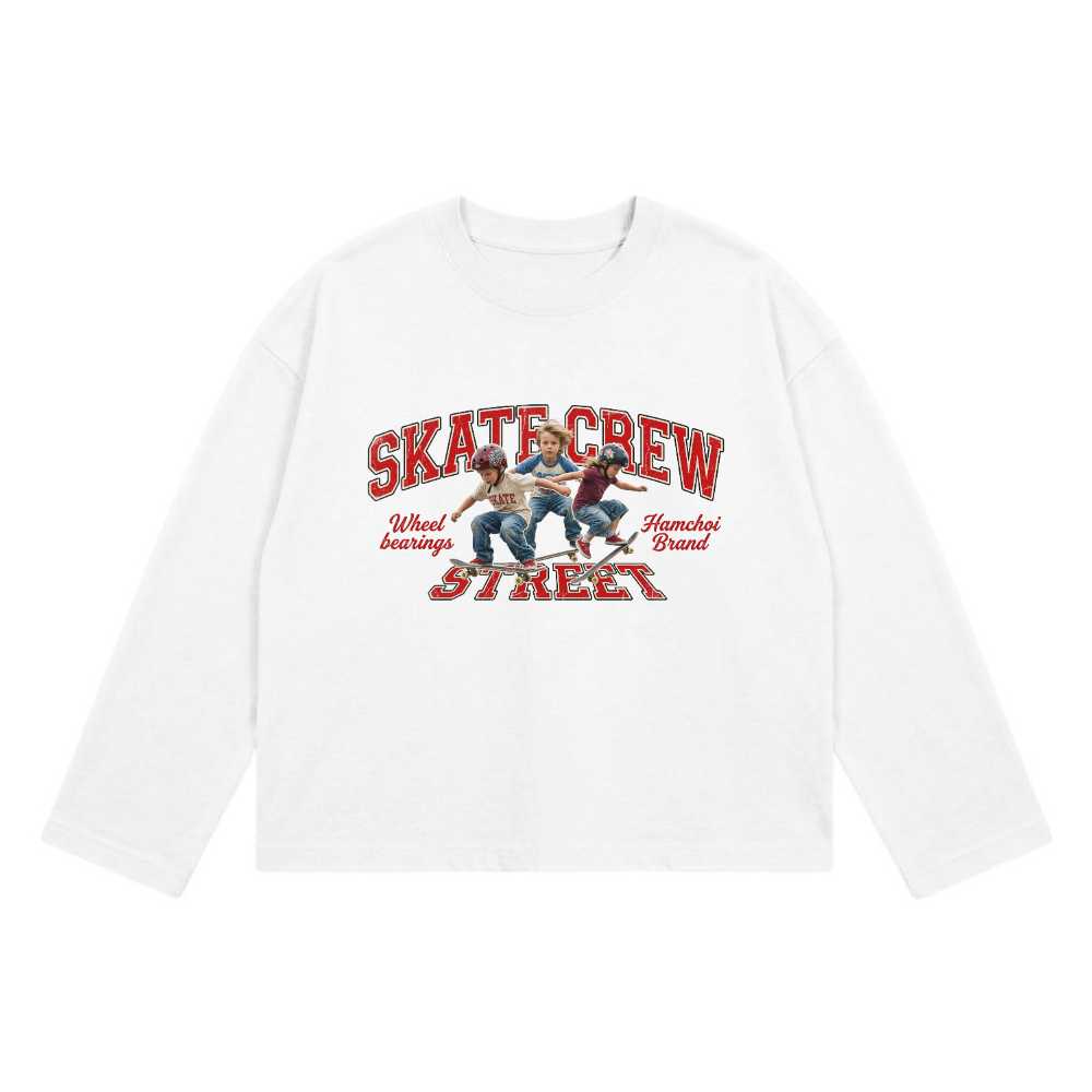 Áo thun tay dài oversize unisex VNXK HAMCHOI Trắng form rộng streetwear Skate Crew Long sleeves - 230926-10-22-GPY