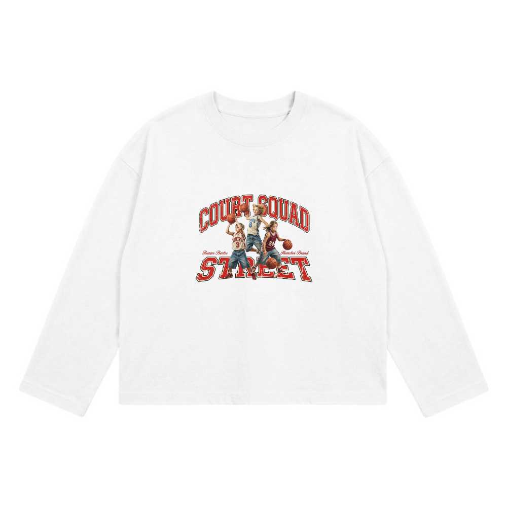 Áo thun tay dài VNXK HAMCHOI Trắng form rộng Street Court Squad Long sleeves - 230926-10-35-CHO