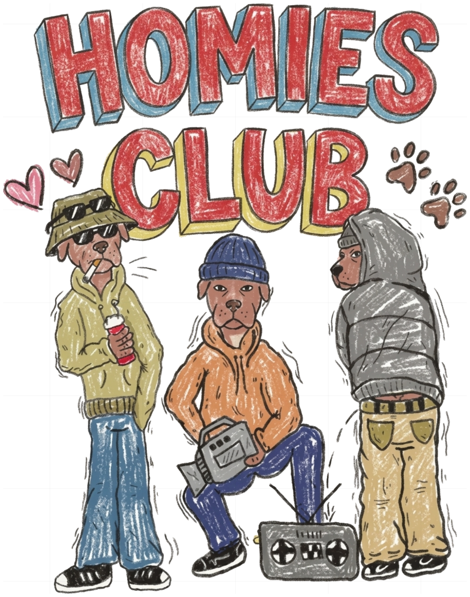Áo Thun Homies Club Hip-hop Dogs Boxy Unisex Cotton Streetwear Local Brand | 231026-10-00-YZD
