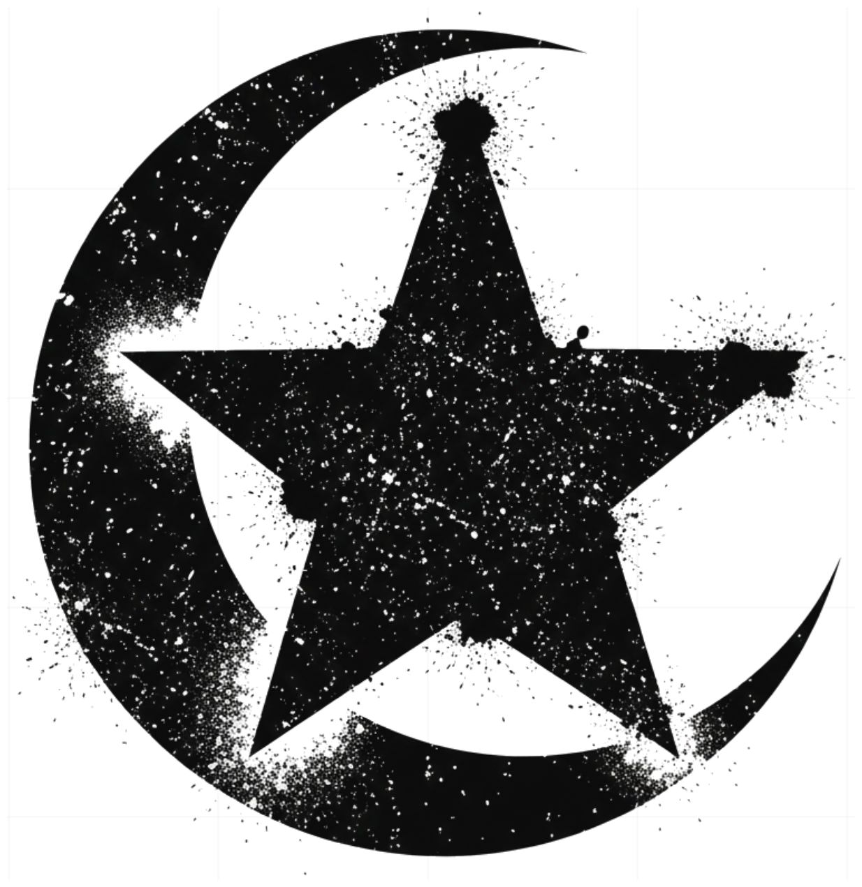 Áo Thun Trắng Design Grunge Star Moon Unisex Form Rộng Cotton - 240626-09-00-PKL