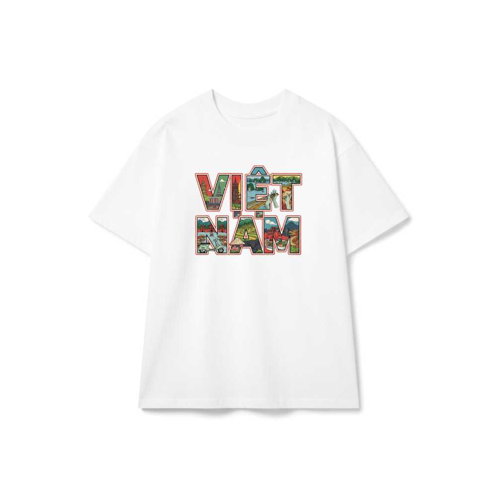Áo Thun Trắng Design Việt Nam Cotton Form Rộng Unisex - 240626-14-09-AEQ