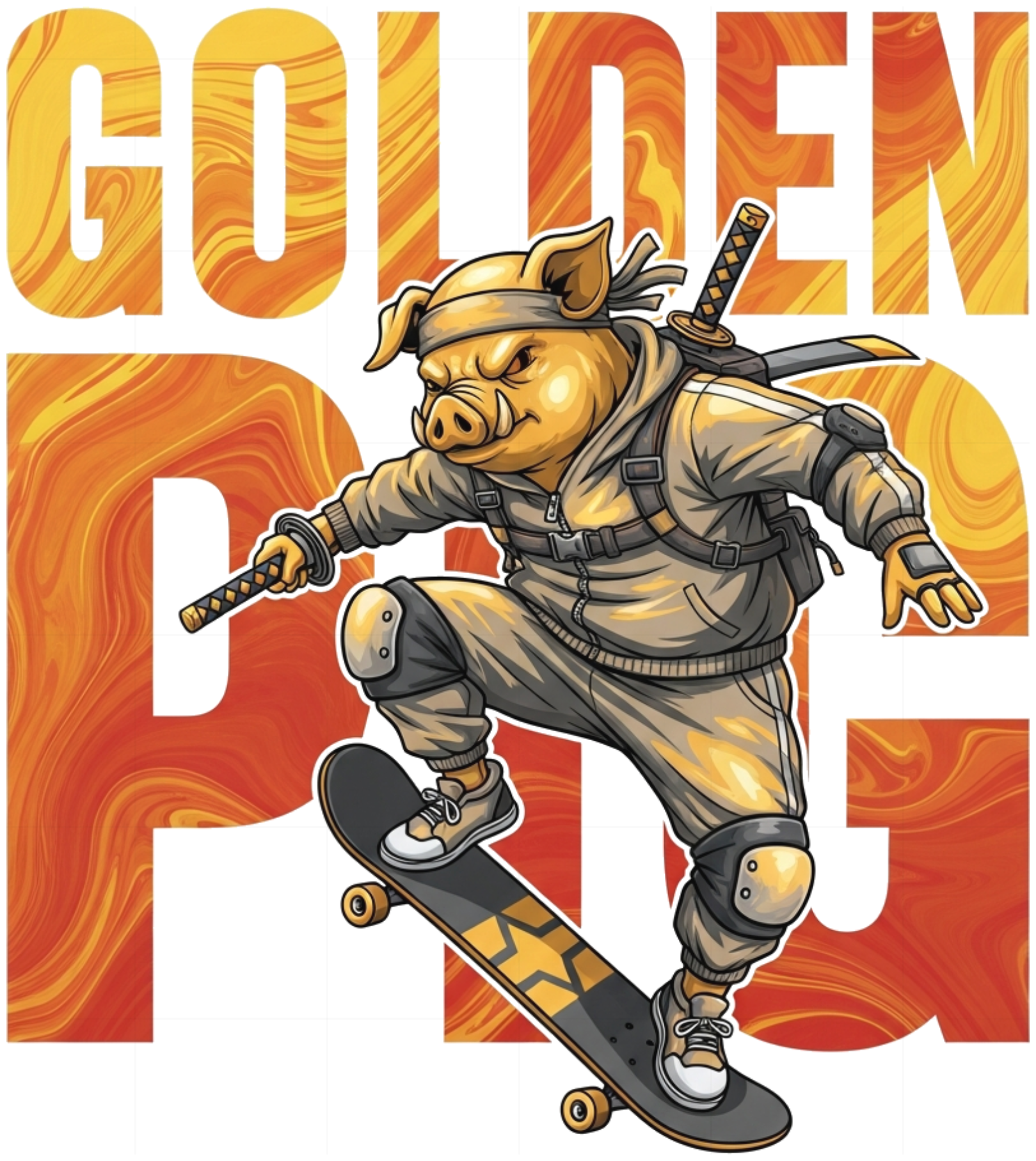 Áo Thun Trắng Golden Pig Streetwear Anime - 240626-17-12-BSE