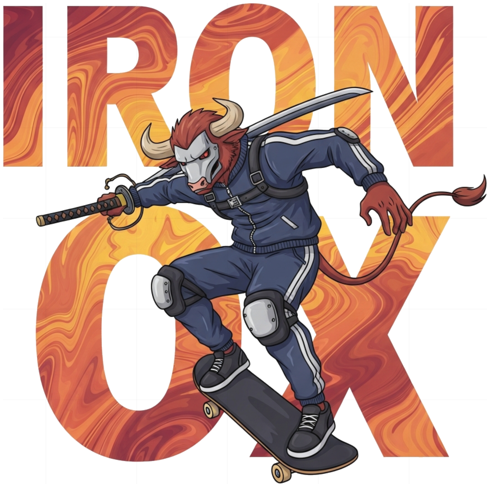 Áo Thun Trắng Iron Ox Phong Cách Streetwear Anime - 240626-17-12-DTY