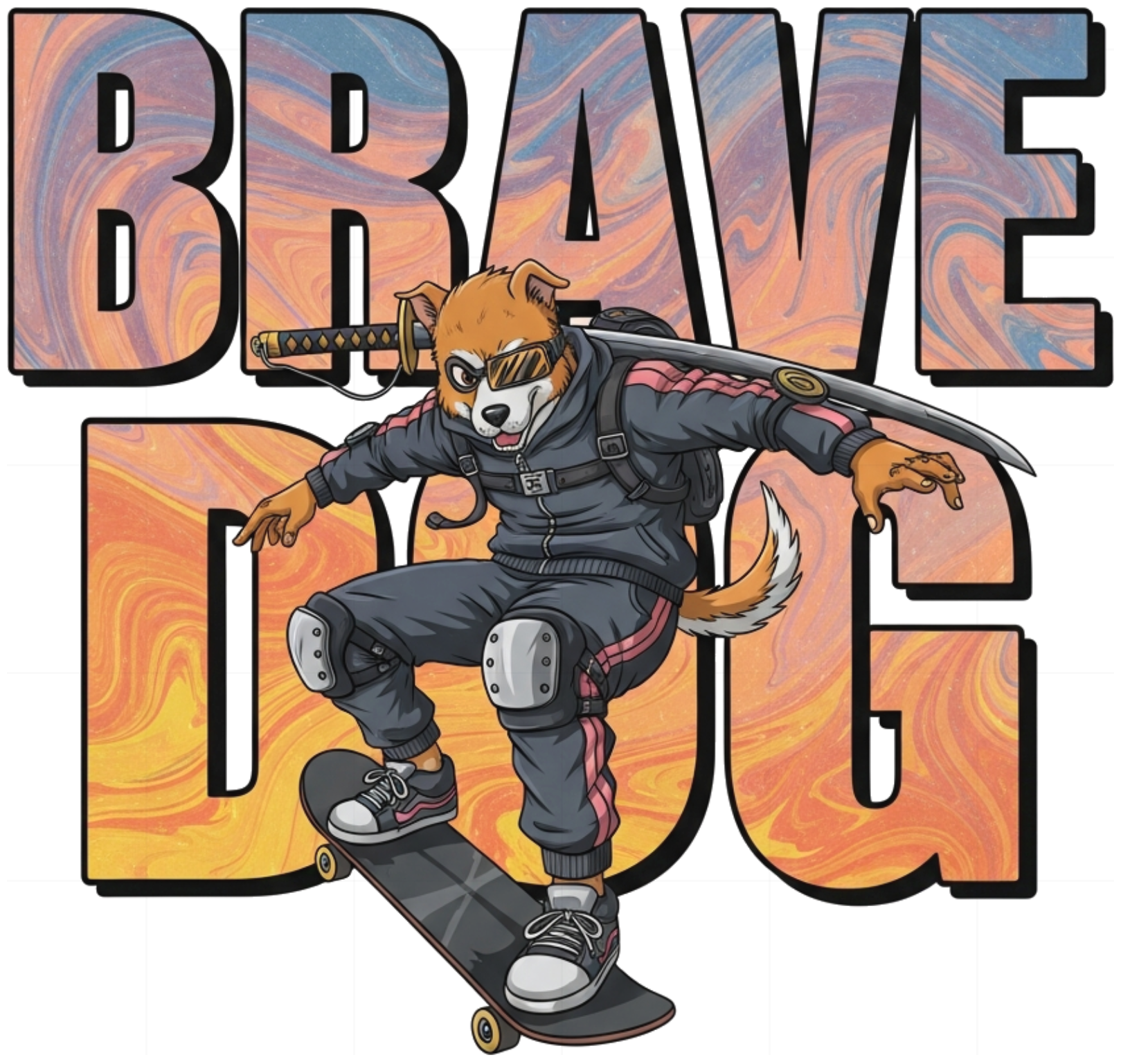 Áo Thun Trắng In Hình Brave Dog Phong Cách Streetwear - 240626-17-12-ISH