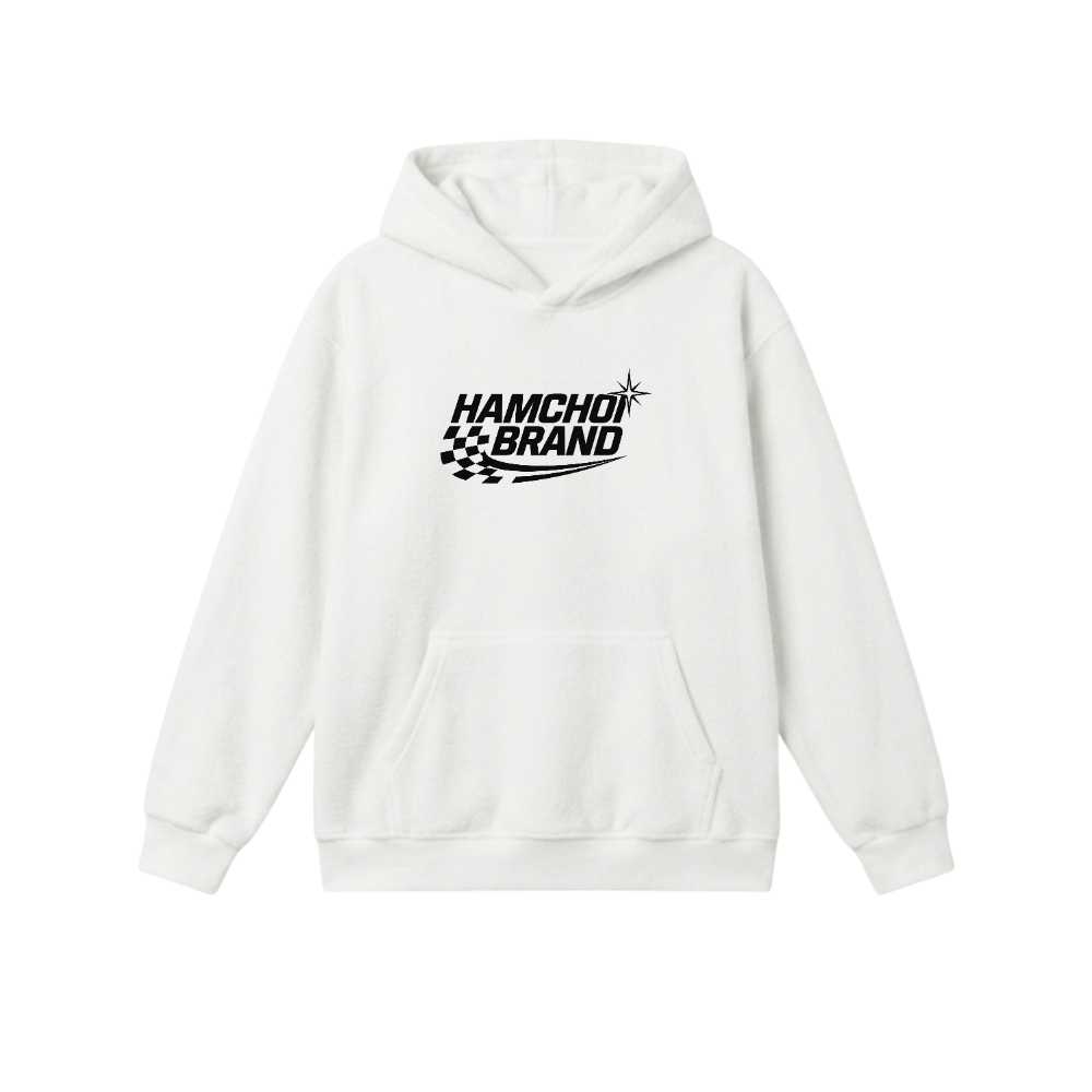 Áo Hoodie nỉ bông unisex VNXK HAMCHOI Trắng form rộng dày dặn ấm áp Racing Design Hoodie - 240826-14-08-EQD