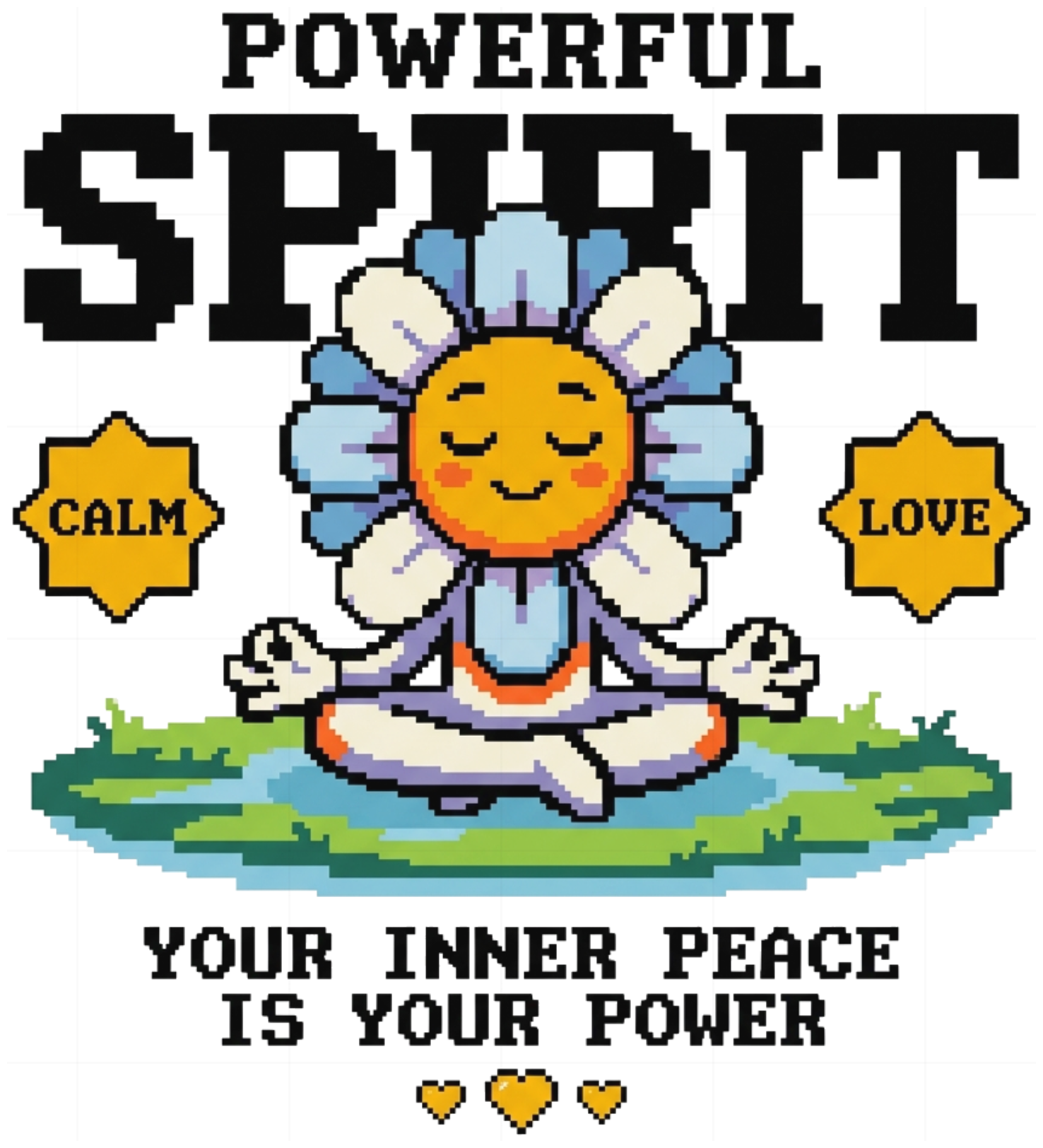 Áo Thun Y2K Pixel Art Flower Meditate - Áo Phông Unisex Form Rộng Cotton Cao Cấp - 240826-14-14-LGE