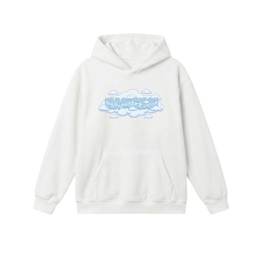 Áo Hoodie nỉ bông unisex VNXK HAMCHOI Trắng form rộng Cloud Typography Hoodie - 240826-15-24-JLL