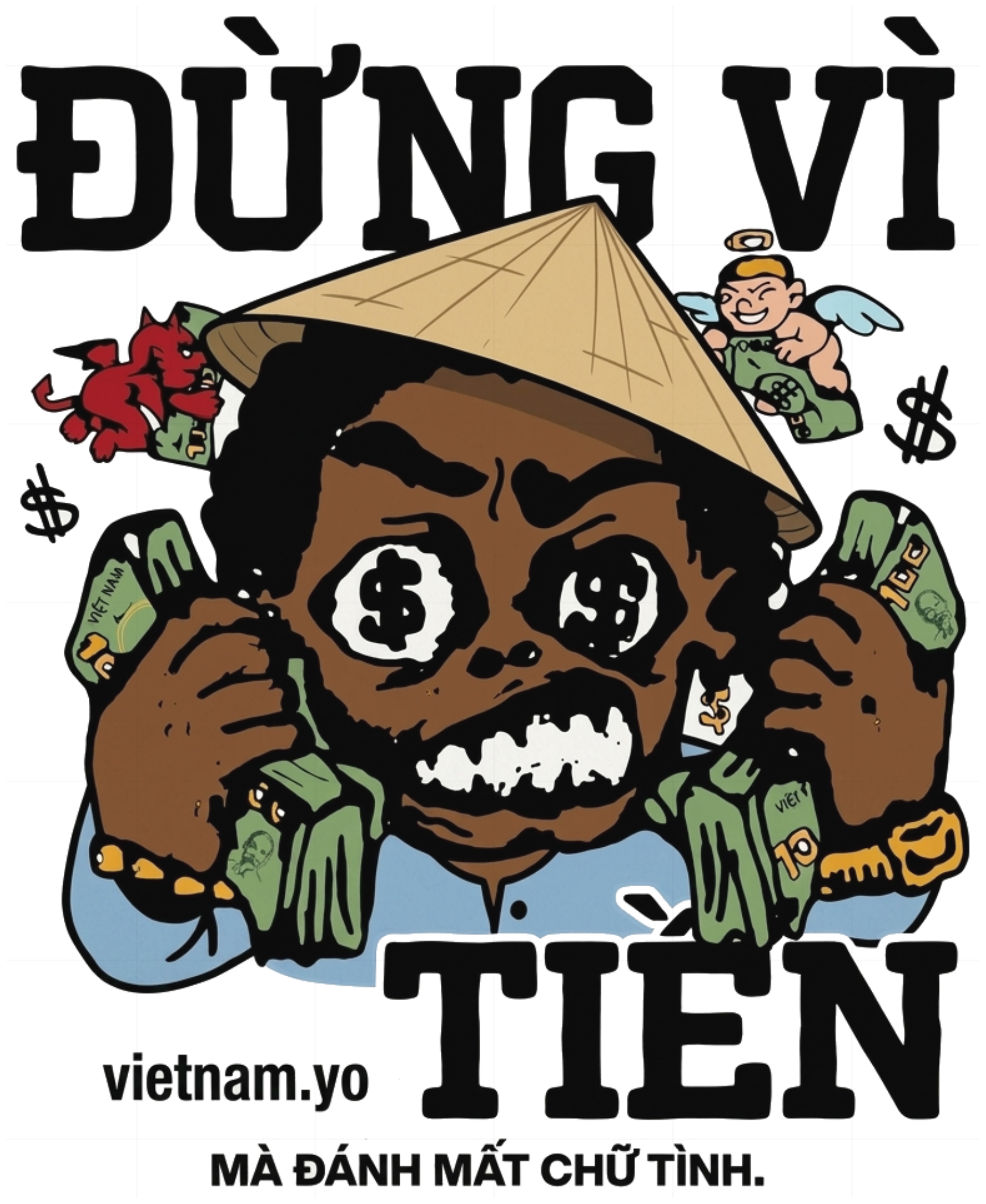 Áo Tay Dài Đừng Vì Tiền Unisex Form Rộng Streetwear Retro vietnam.yo - 240926-15-21-MZZ