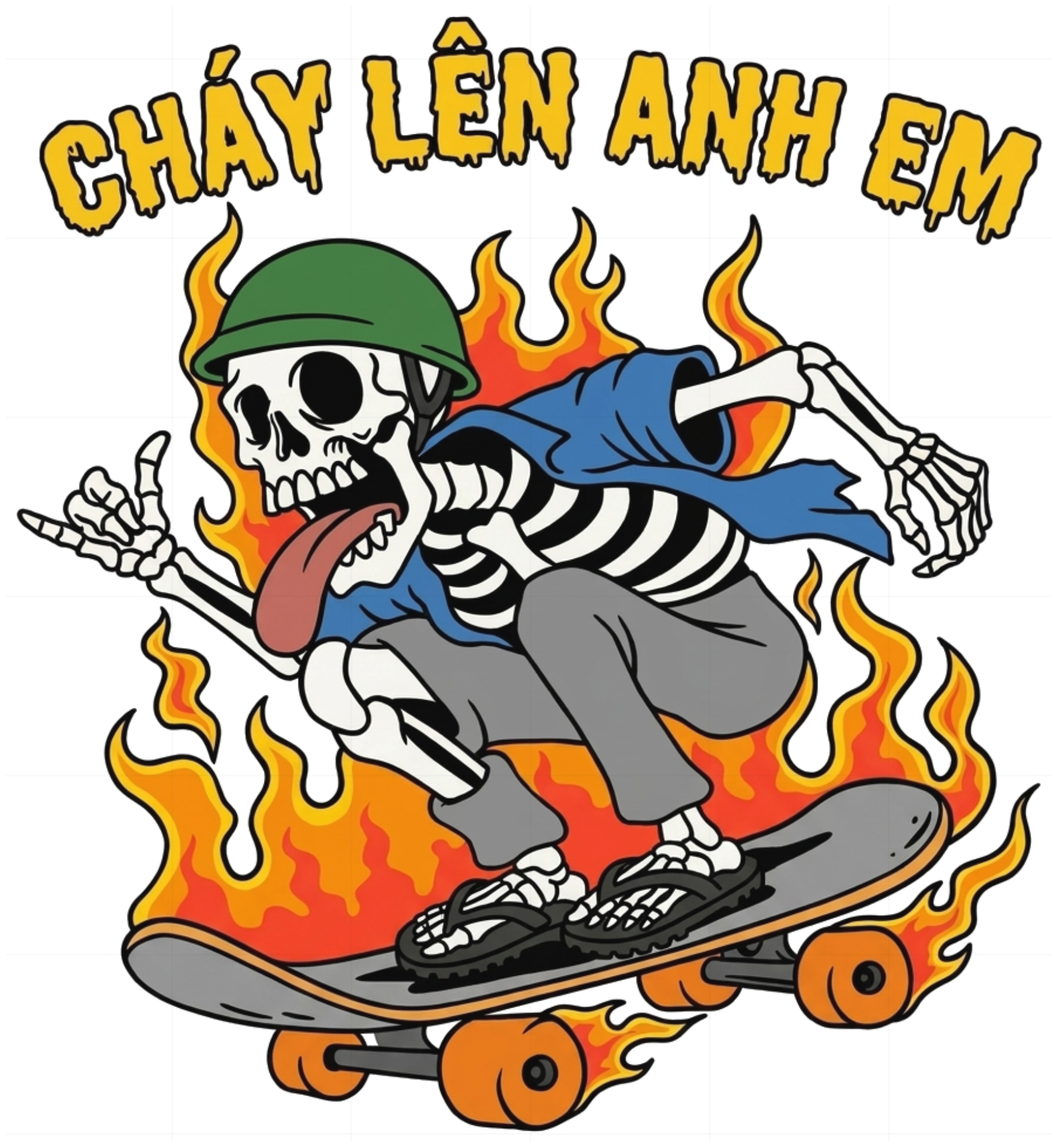 Áo Thun Cháy Lên Anh Em Skeleton Unisex Form Rộng Streetwear Retro vietnam.yo - 241026-14-27-ZFE