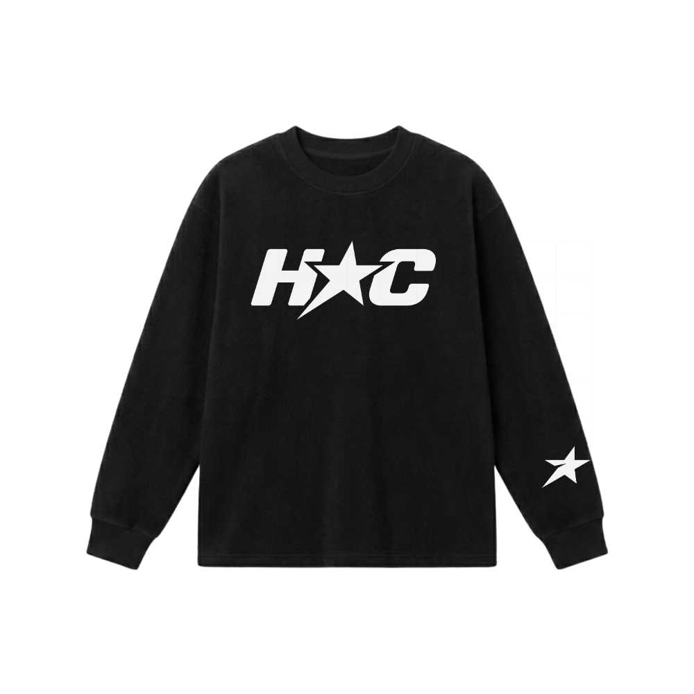 Áo sweater nỉ bông unisex VNXK HAMCHOI Đen form rộng Monogram Y2K Star Sweater - 250826-10-33-XHD