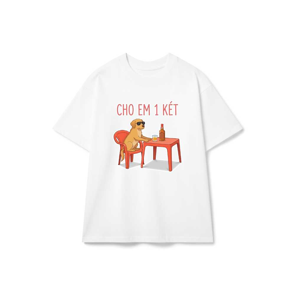 Áo Thun Hình In Chó Uống Bia Cho Em 1 Két Cotton Co Giãn Form Rộng Unisex Streetwear - 250826-15-36-RSR