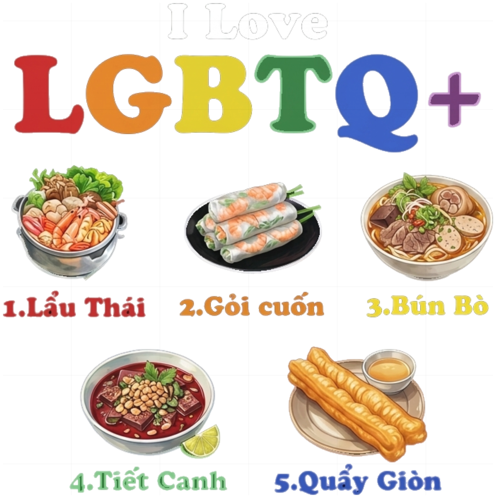 Áo I Love LGBTQ+ Món Ăn Việt Nam Unisex Cotton Dày Dặn Streetwear vietnam.yo- 260826-15-58-KCK