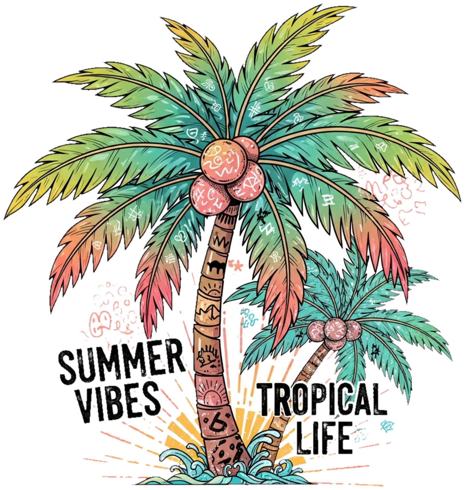 Áo Thun Trắng Summer Tropical Streetwear Palm Tree - 270326-15-43-QFJ