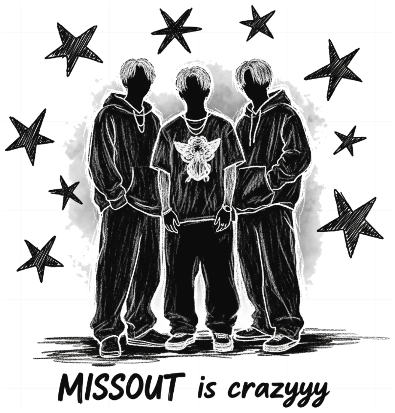 Áo Thun Unisex Trắng Form Rộng Oversize Streetwear Y2K Cyber Graffiti "MISSOUT is crazyyy" - 270526-09-37-NHD