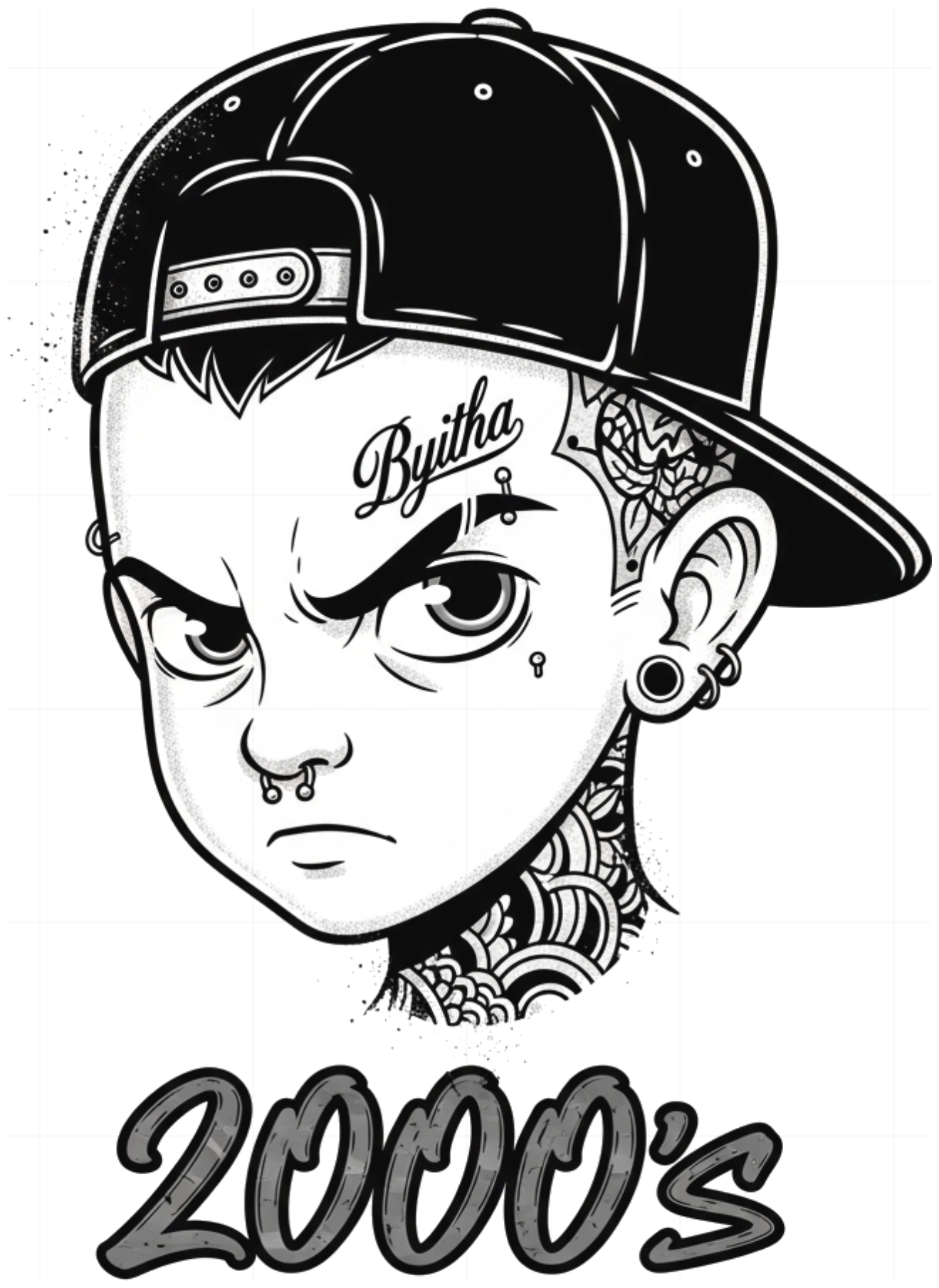 Áo Thun Unisex Trắng In Hình Cậu Bé Xăm Mình Phong Cách Y2K Streetwear Graffiti - Áo Phông Nam Nữ Local Brand Form Rộng Cotton Cực Chất - Design 2000s - 270526-10-01-KXE