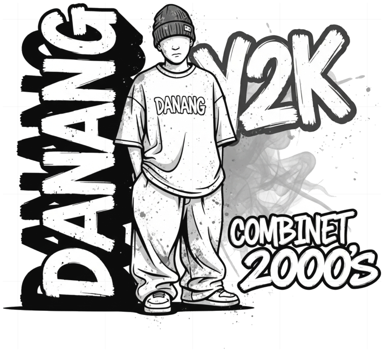 Áo Thun Trắng Form Rộng Unisex Streetwear Y2K Graffiti Character DANANG - Áo Phông Nam Nữ Oversized Cotton 90s Retro Style Đi Chơi Du Lịch Cực Chất - 270526-10-11-OSP
