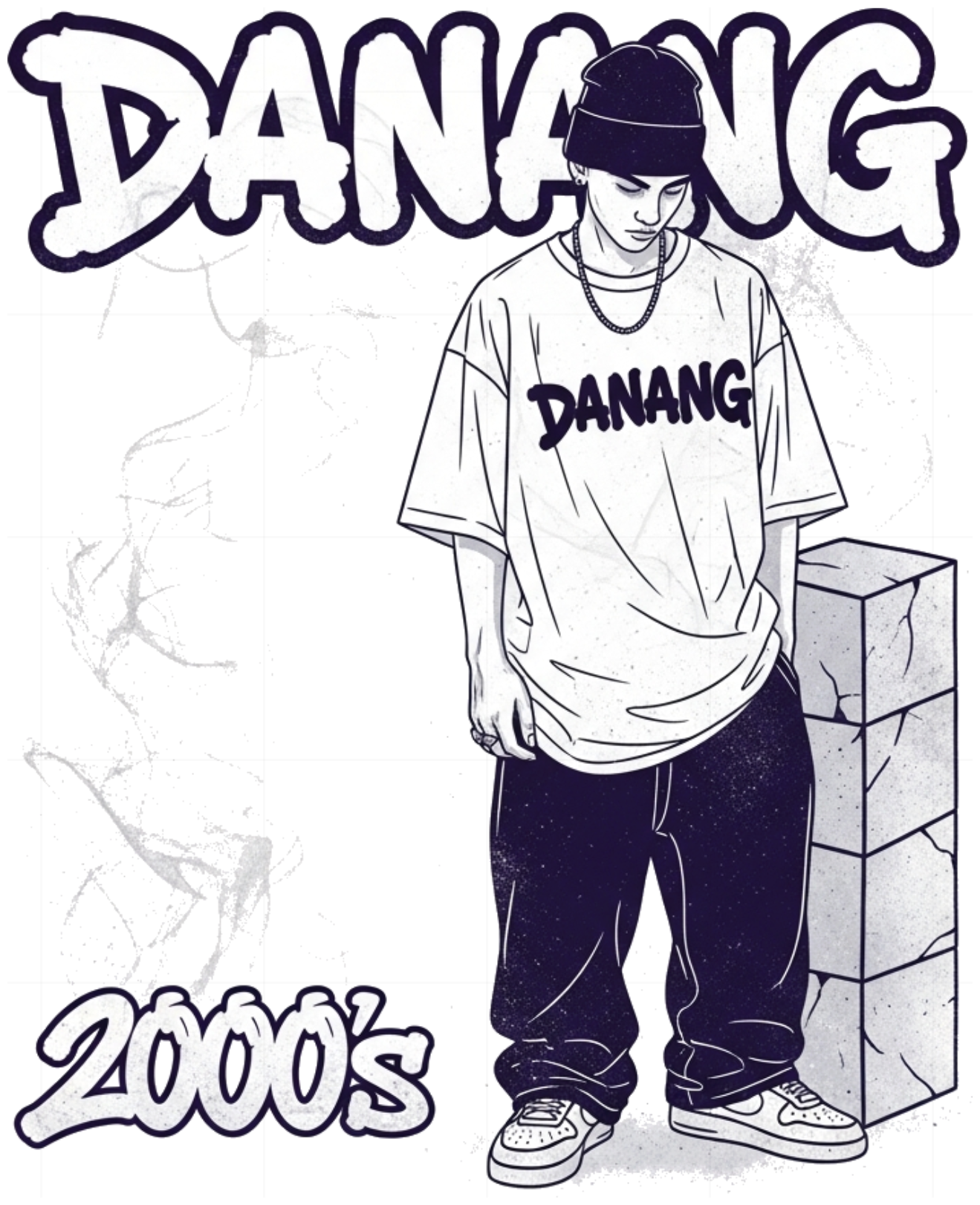 Áo Thun Trắng Unisex In Hình Graffiti DANANG Phong Cách 90s Y2K Oversize Local Brand Cực Chất 2000s Streetwear - 270526-10-15-AYE