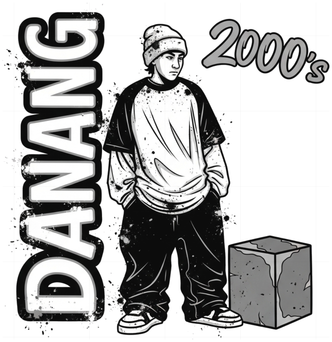 Áo Thun Unisex Form Rộng Màu Trắng In Hình Graffiti Y2K 90s Cartoon Da Nang Streetwear - Design 2000s Retro Cực Chất - 270526-10-15-IYE