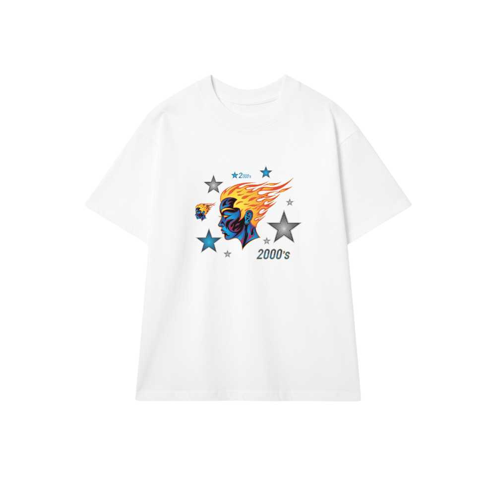 Áo Thun Trắng Unisex Form Rộng Cotton 100% In Hình Tribal Flame 2000s Retro Style Cực Chất - Thời Trang GenZ Đi Chơi Du lịch - 270526-10-25-WAA