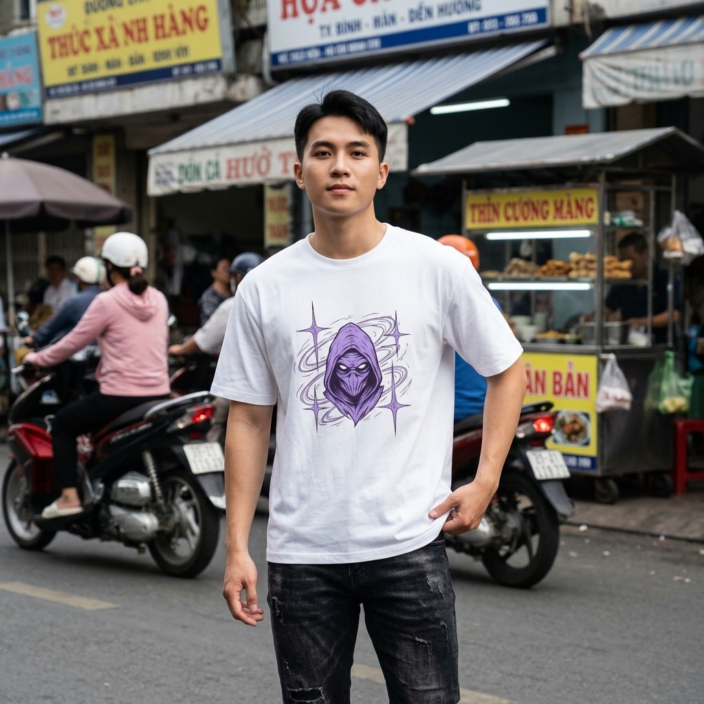 Áo Thun Unisex Form Rộng In Hình Phù Thủy Wizard Cyber Star - Áo Phông Trắng Cotton Local Brand Street Style Design 270526-11-31-GOD