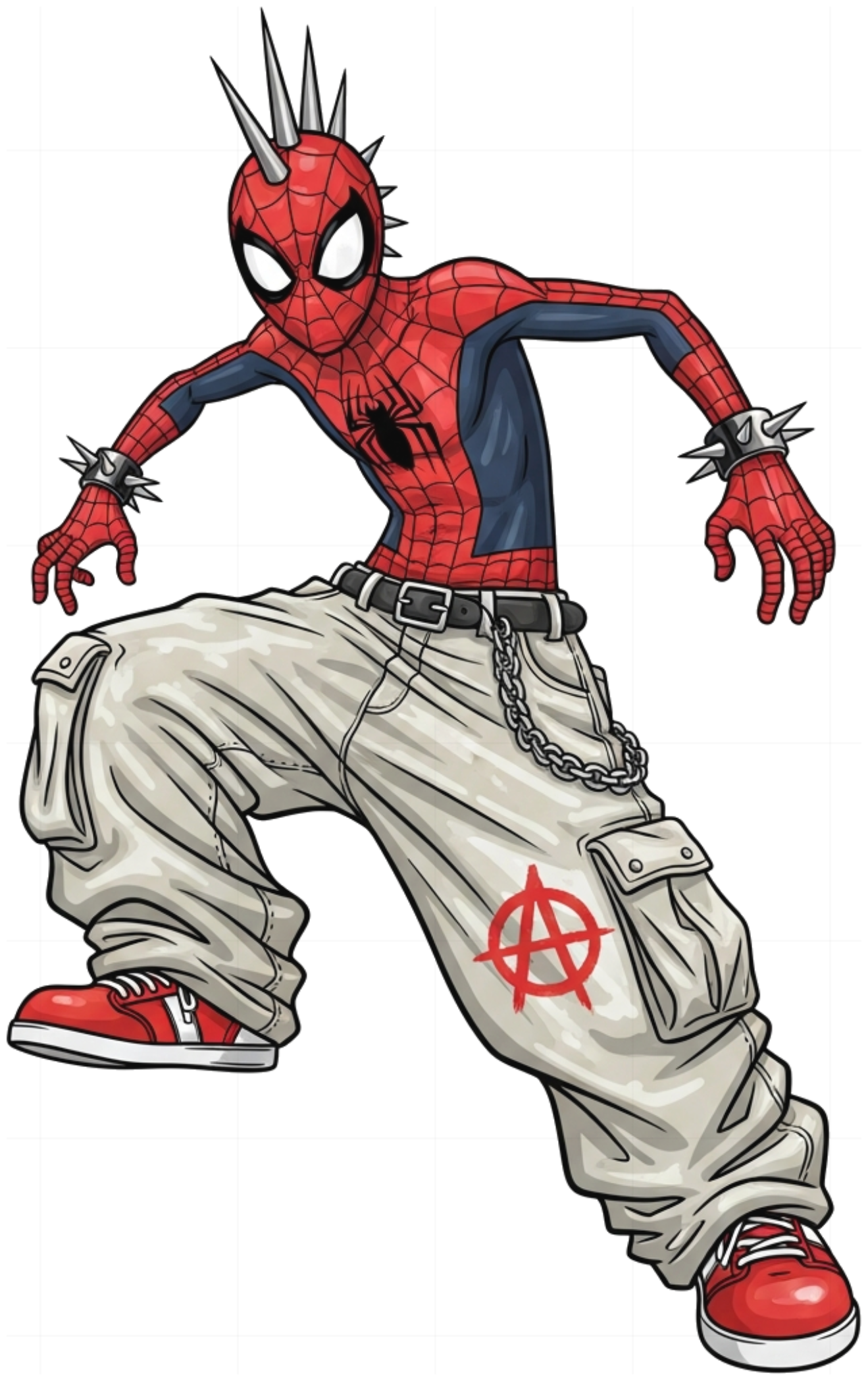 Áo Thun Trắng Unisex Spider-Punk Baggy Style Streetwear Cực Chất - Cotton Cao Cấp Form Rộng Trendy - 270526-14-36-IAW