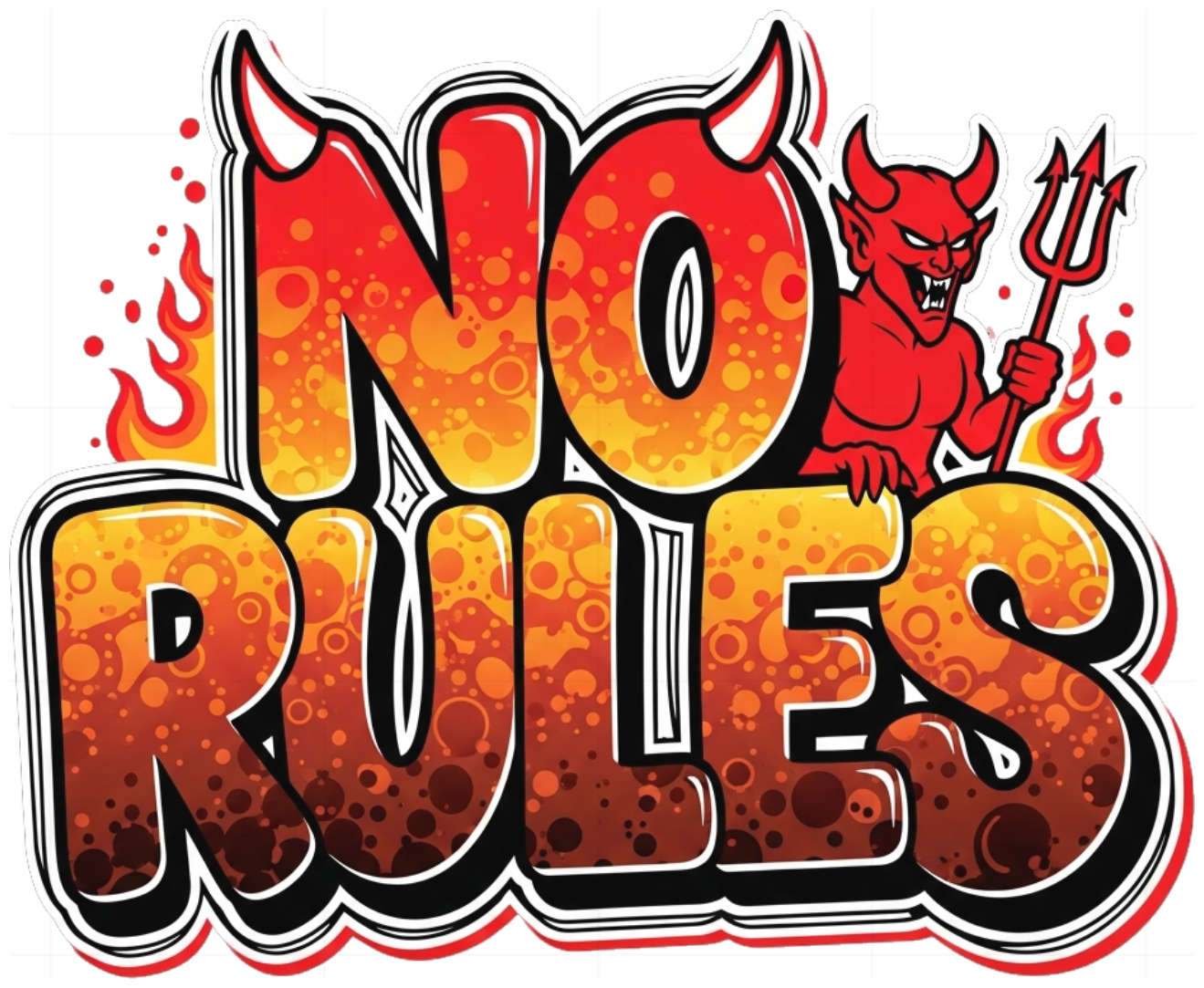 Áo Thun Trắng Unisex NO RULES Devil Graffiti - Áo Phông Local Brand Cotton 100% Co Giãn Oversize Streetwear Cá Tính Nam Nữ - 270526-14-48-GYK