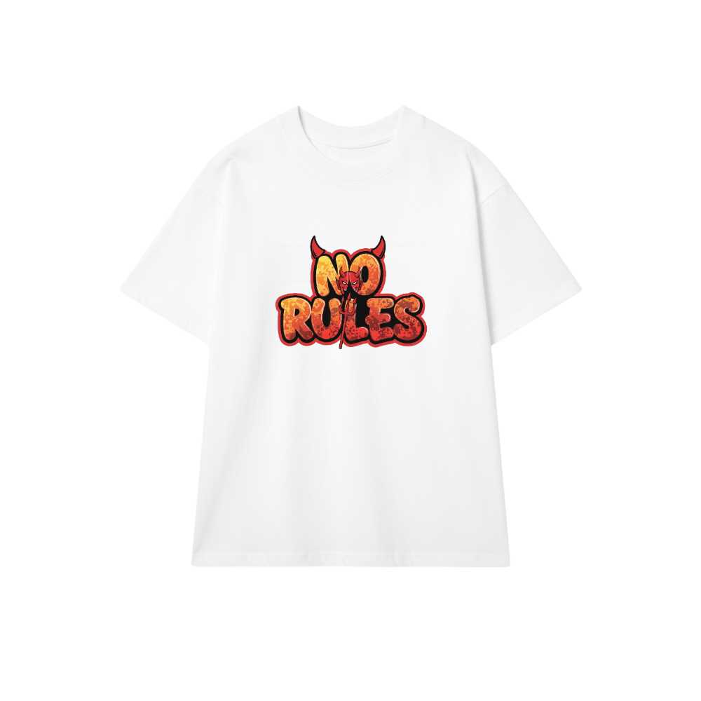 Áo Thun Unisex NO RULES Sừng Quỷ Đỏ - Áo Phông Trắng Form Rộng Cotton 100% Streetwear Cực Chất Local Brand 2024 - 270526-14-48-MNC