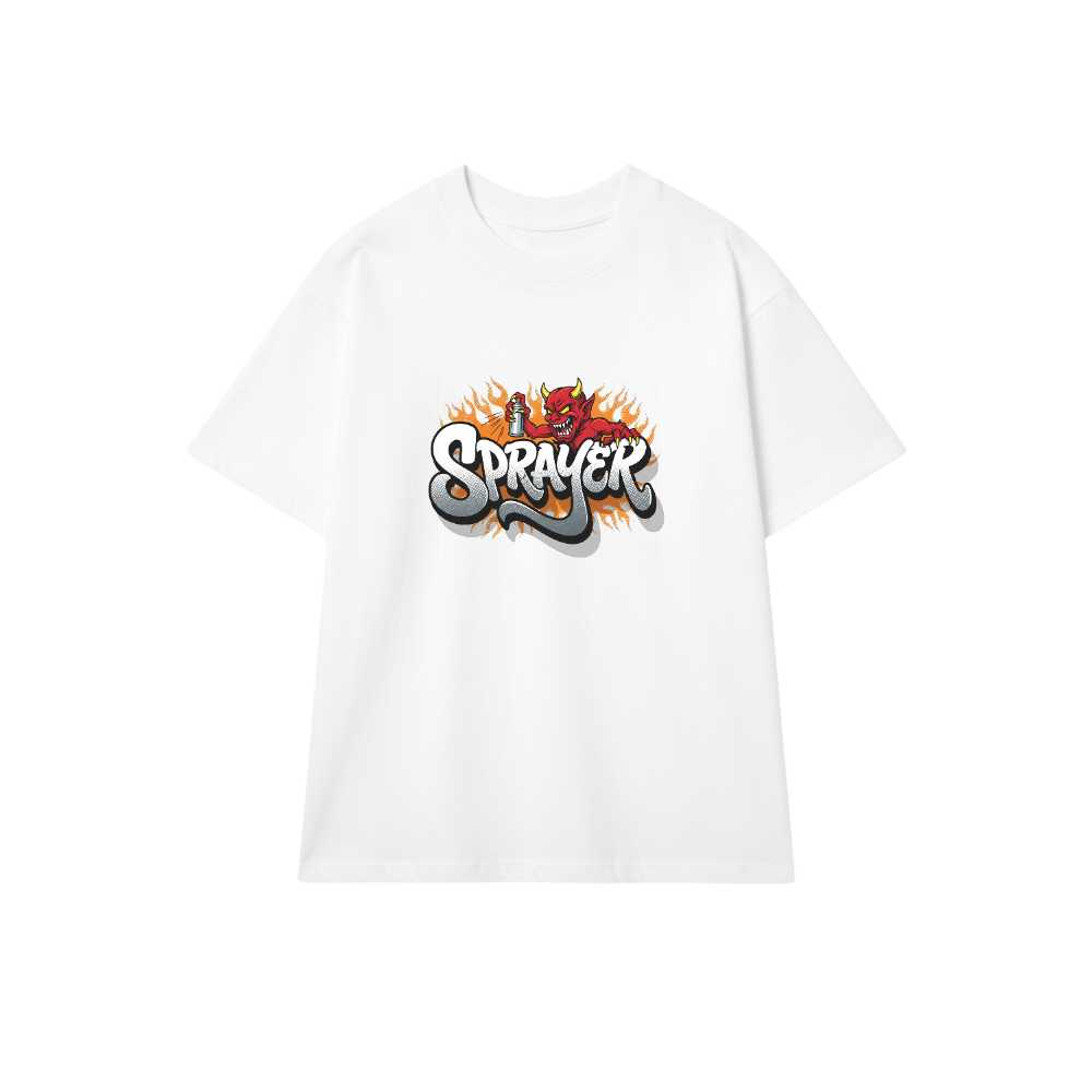Áo Thun Unisex Phông Trắng SPRAYER Quỷ Phun Sơn Graffiti Cực Chất - Cotton 100% Co Giãn 4 Chiều Form Rộng Streetwear Local Brand - 270526-14-59-VOF