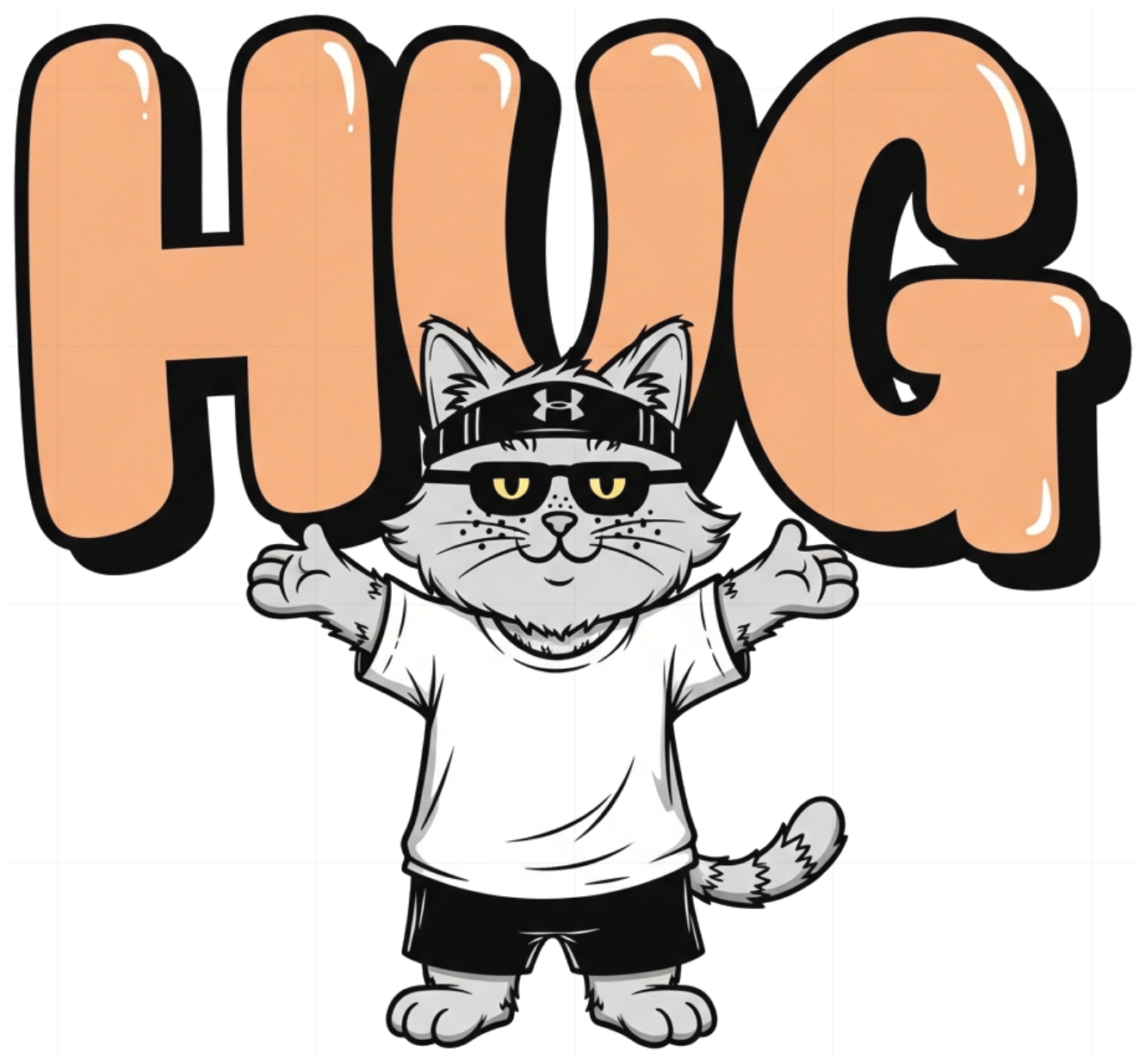 Áo Thun Unisex Form Rộng Màu Trắng In Hình Mèo Hug Graffiti Streetwear Cotton Co Giãn 4 Chiều Cực Chất - 270526-15-06-OET
