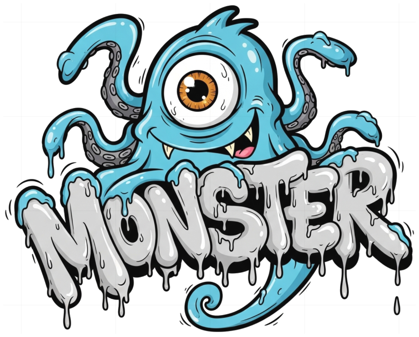 Áo Thun Monster Slime Graffiti Chữ Bong Bóng Streetwear - Áo Phông Trắng Local Brand Form Rộng Nam Nữ Unisex Xu Hướng 2024 - 270526-15-36-LMB