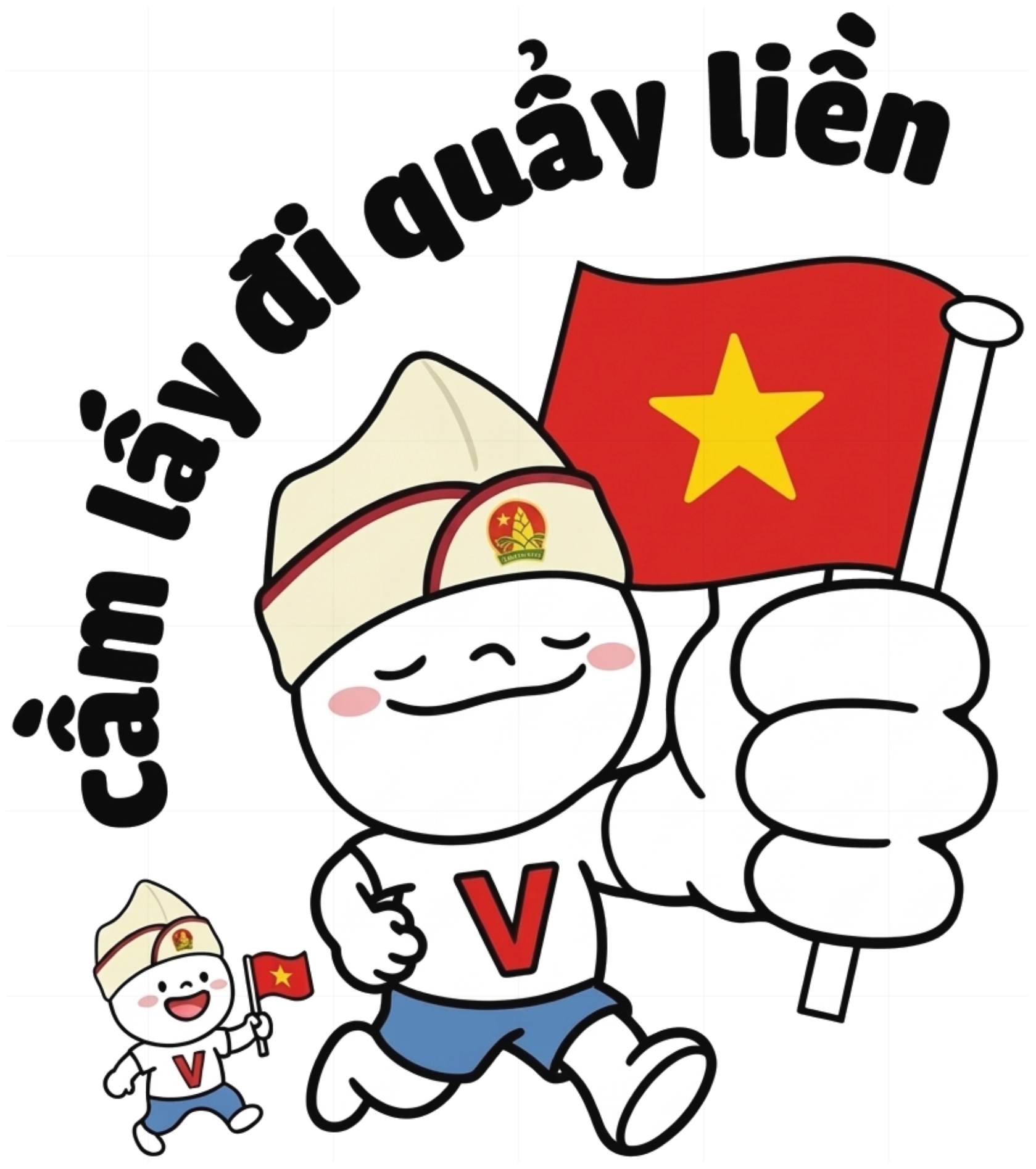 Áo Thun Hình In Cầm Lấy Đi Quẩy Liền Mascot Việt Nam Unisex Form Rộng Cotton Co Giãn Streetwear - 270826-14-26-COZ