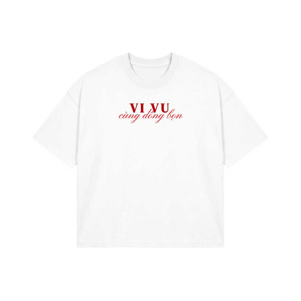 Áo Thun Boxy Hình In Chữ VI VU Nghệ Thuật Unisex Cotton Co Giãn Streetwear Trendy - 270826-16-47-AII