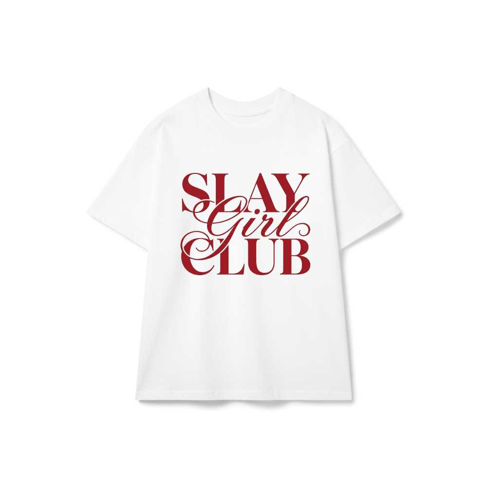 Áo thun tay ngắn VNXK HAMCHOI Trắng xước form rộng Slay Girl Club Tee - 280726-09-05-MHC