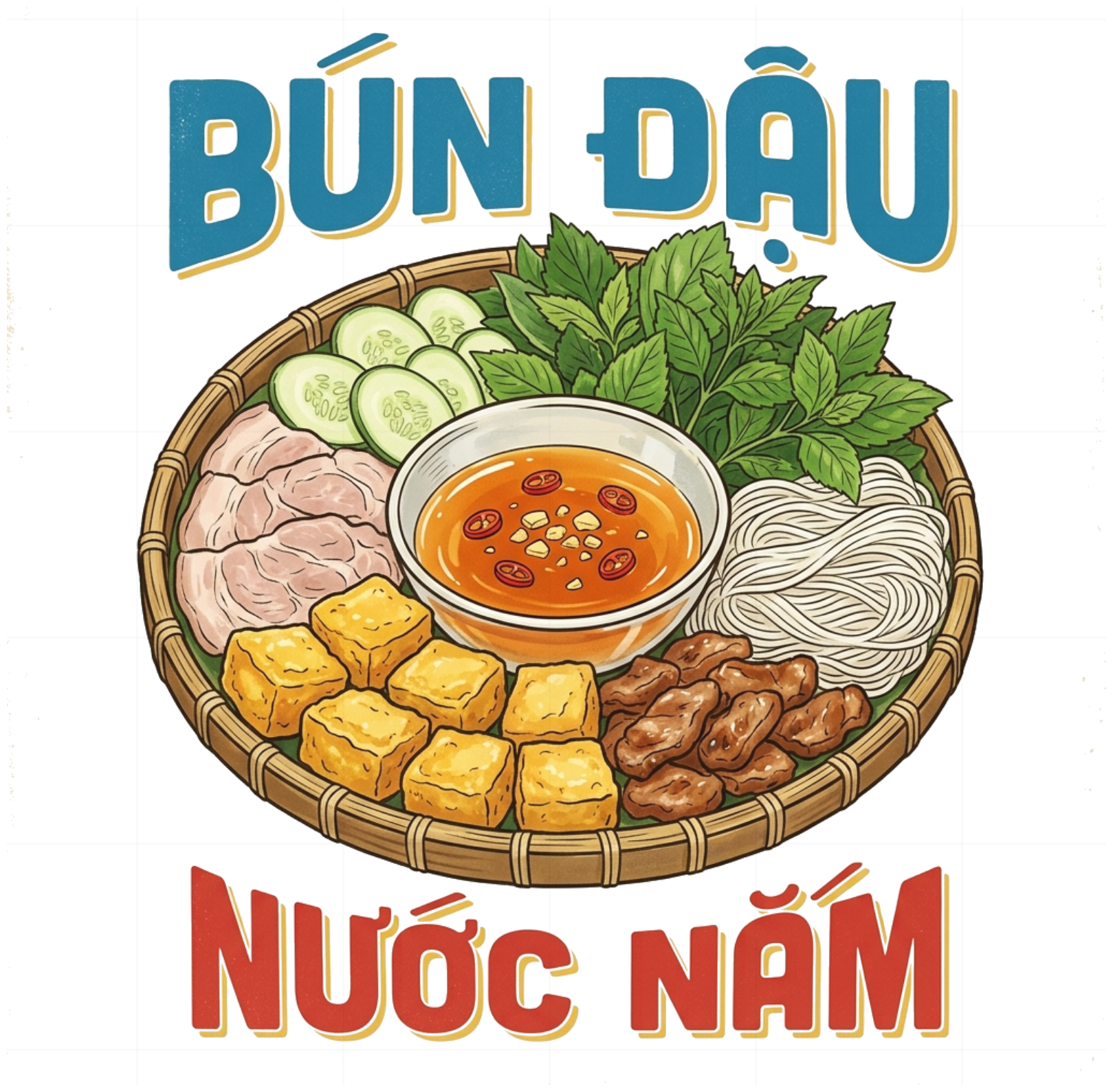 Áo Thun Trắng Bún Đậu Nước Mắm Retro - Áo Phông Unisex Cotton Co Giãn 4 Chiều Oversize - 280726-11-29-BZA
