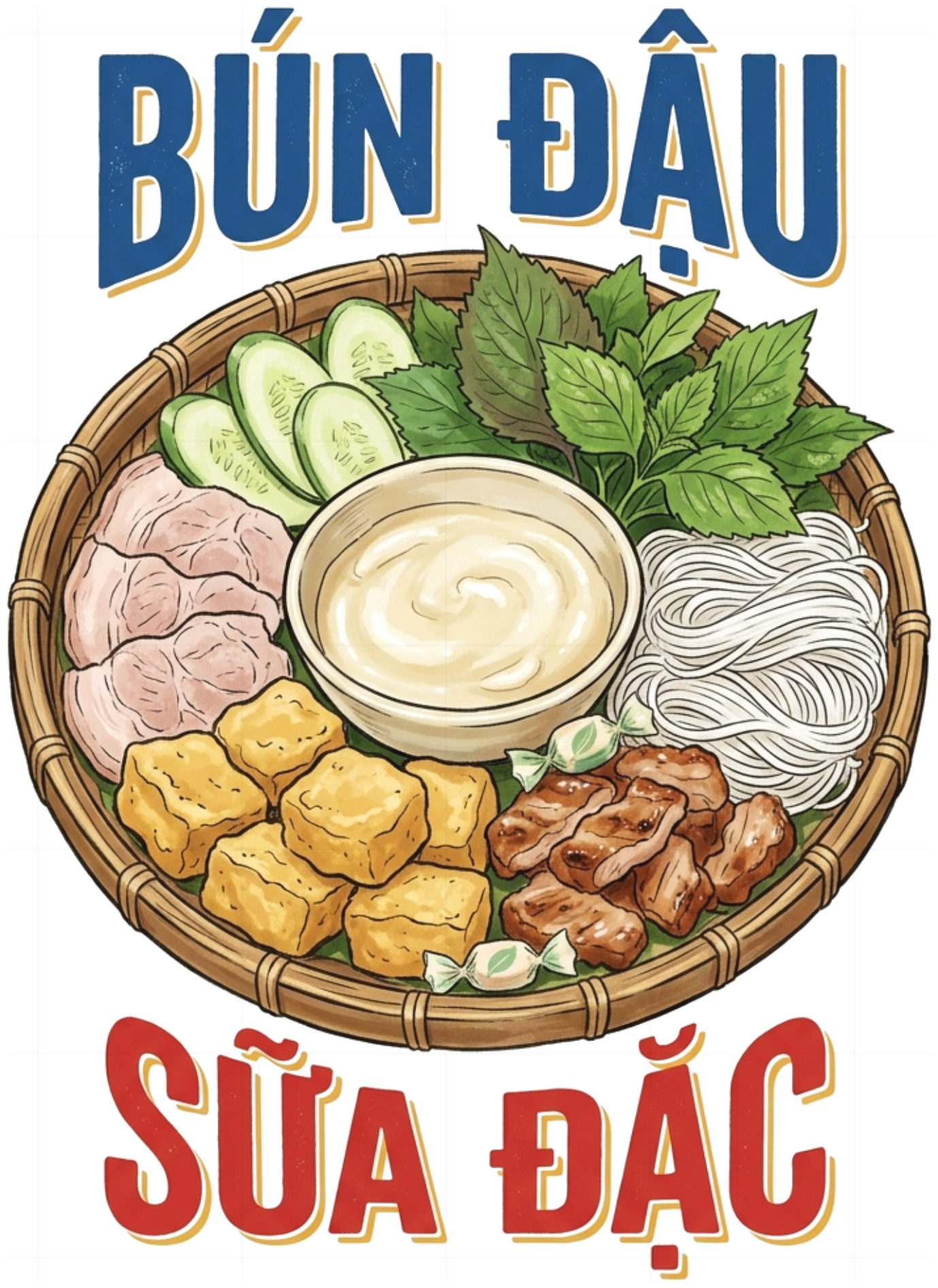 Áo Thun Trắng Bún Đậu Sữa Đặc Unisex Cotton Co Giãn Retro Foodie Trendy - 280726-11-41-GNV
