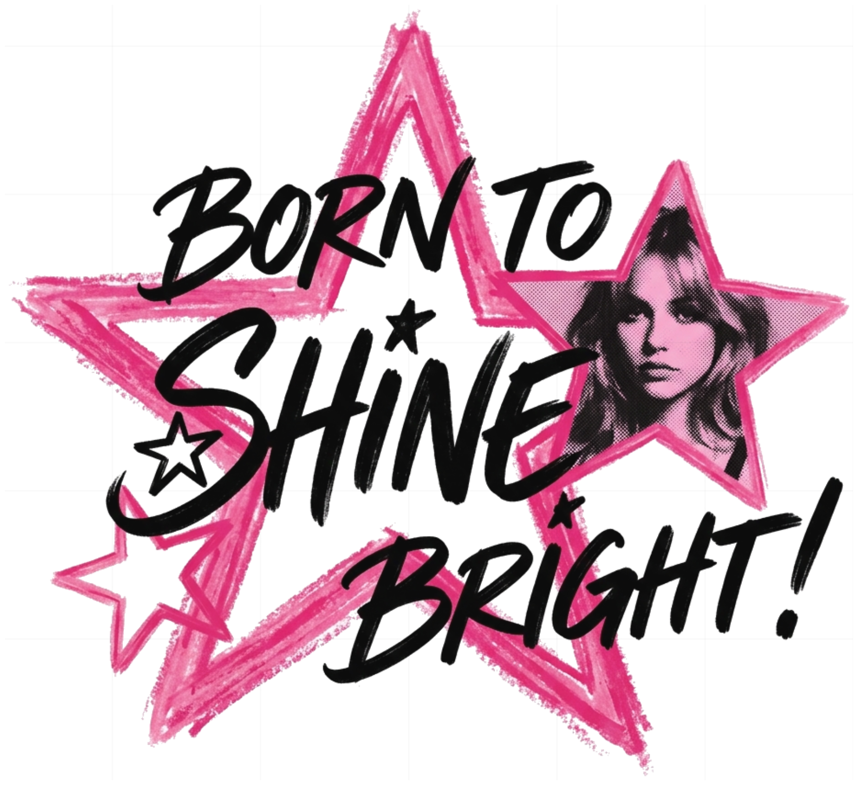 Áo Thun Unisex Oversize Form Boxy In Hình Born To Shine Bright Phong Cách Y2K Streetwear Cotton - 280826-19-57-XPL