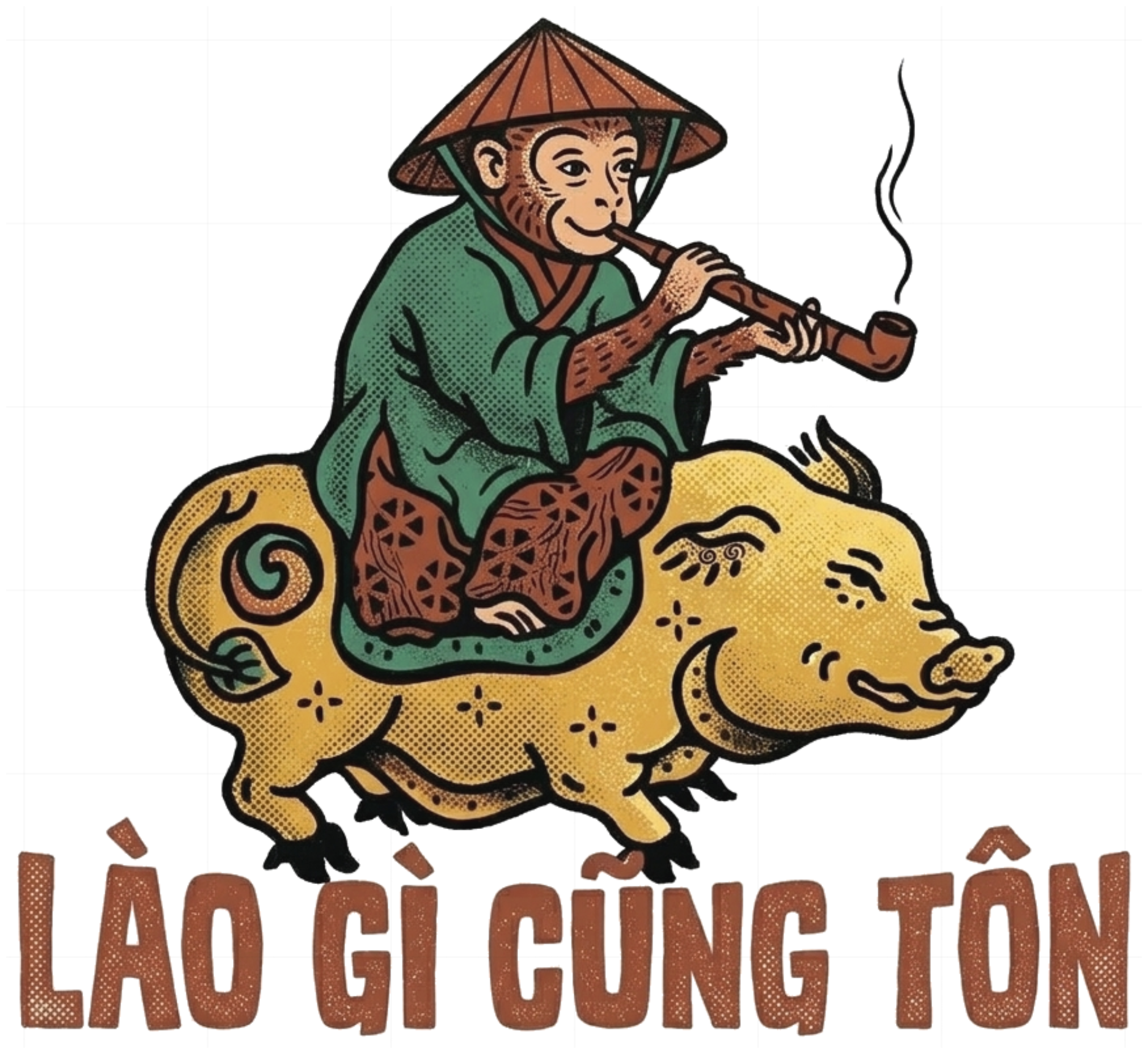 Áo Thun Dài Tay Khỉ Cưỡi Lợn Unisex Form Rộng Streetwear Vintage vietnam.yo - 280926-15-18-ZXU