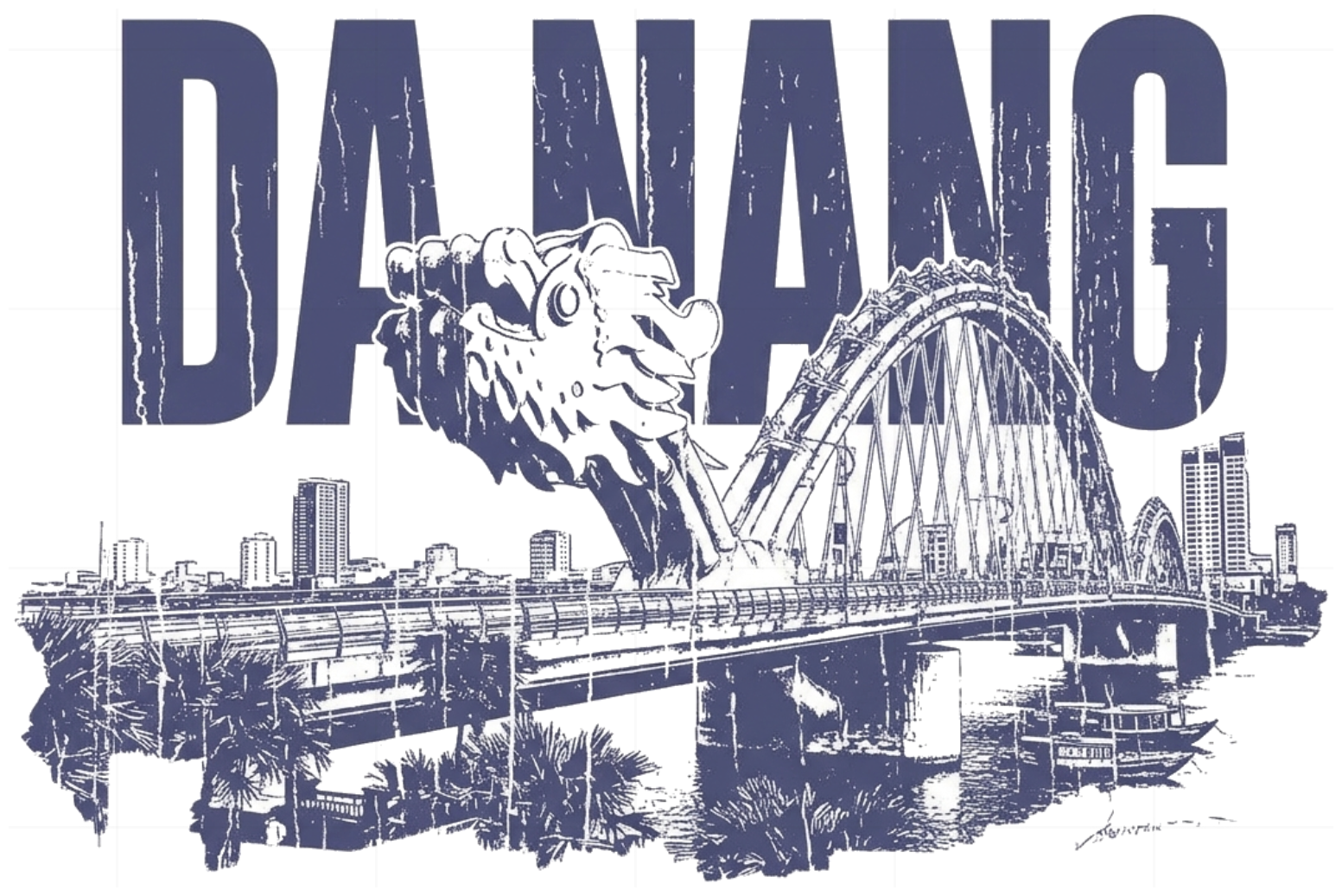 Áo Thun Da Nang Dragon Bridge Heritage Unisex Form Rộng Cotton Streetwear Local Brand | 281026-10-27-OON