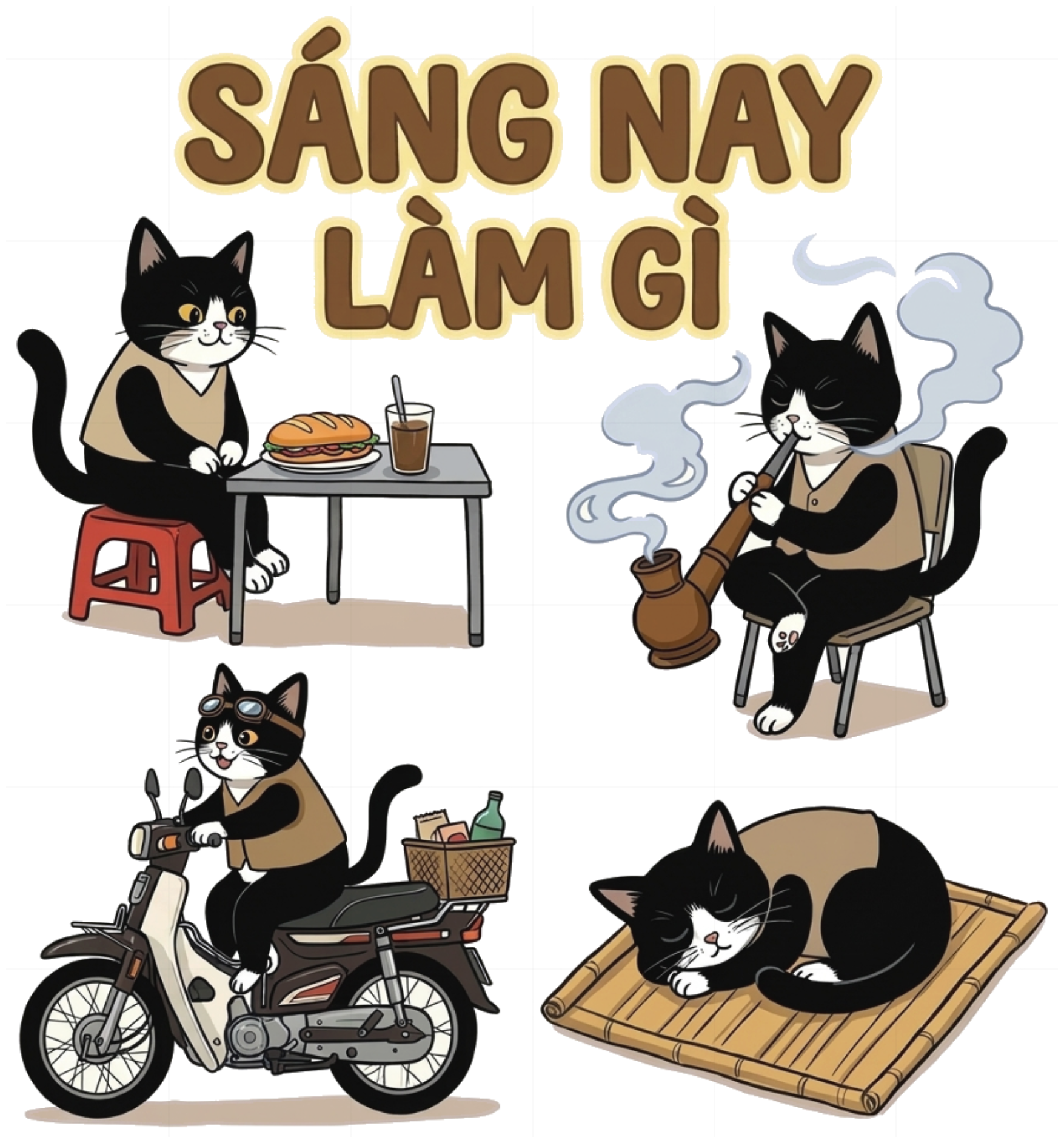Áo Thun Mèo Sáng Nay Làm Gì Unisex Form Rộng Vintage Retro vietnam.yo - 281026-15-51-DLU